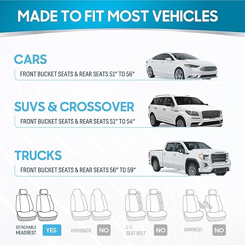 Miniatura 9 de BDK PolyPro - Juego completo de fundas de asiento de automóvil en rosa sobre negro, fundas de asiento dividido delantero y trasero para automóviles,