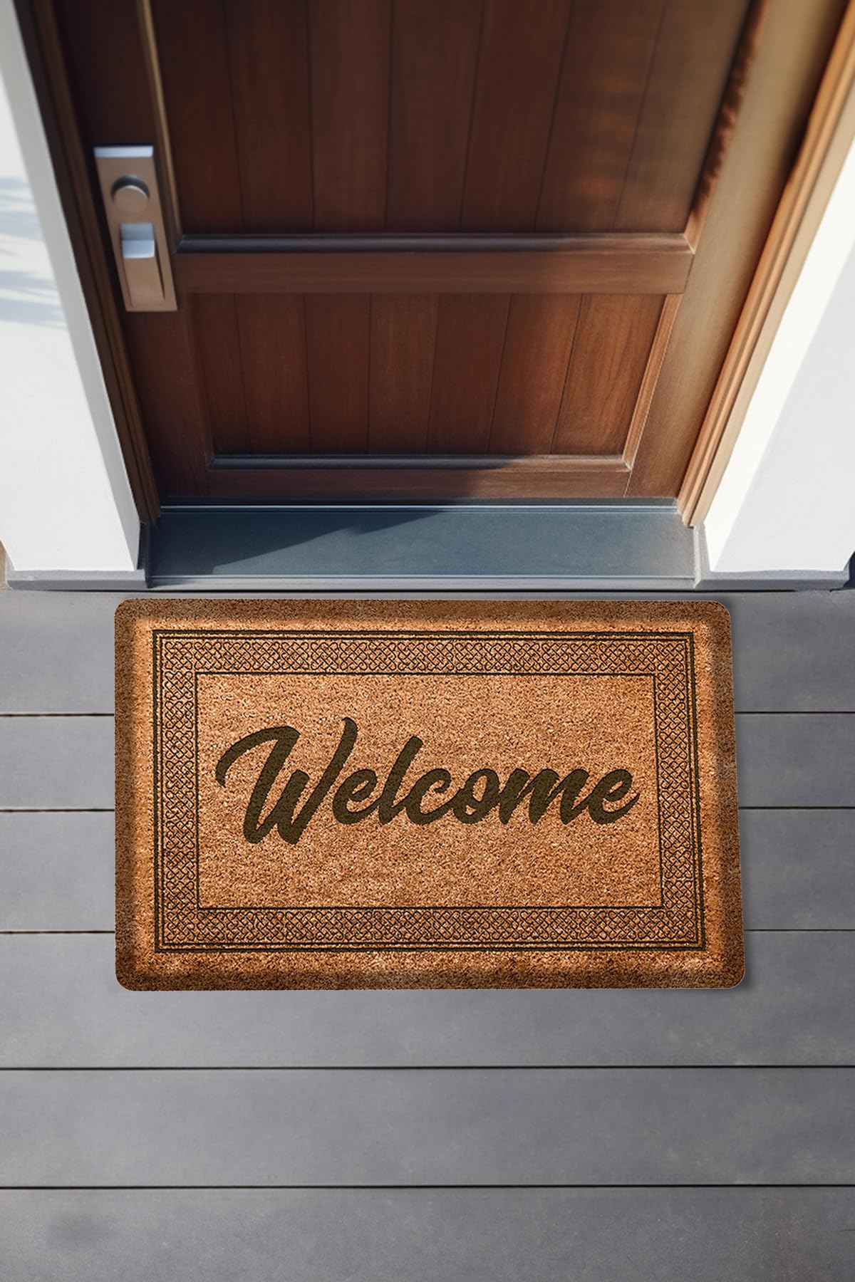 Dekoratif Welcome Kahverengi Kapı Önü Paspası 45 x 65