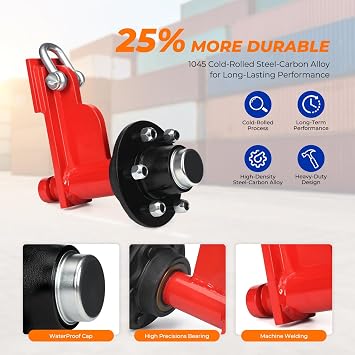 2 Pack Shipping Container Wheels 6 Lug, Axles Kit with Ratchet Tie Down for Moving 20ft40ft Empty Containers, Shipping Container Accessories, 22,000 lbs Capacity Each