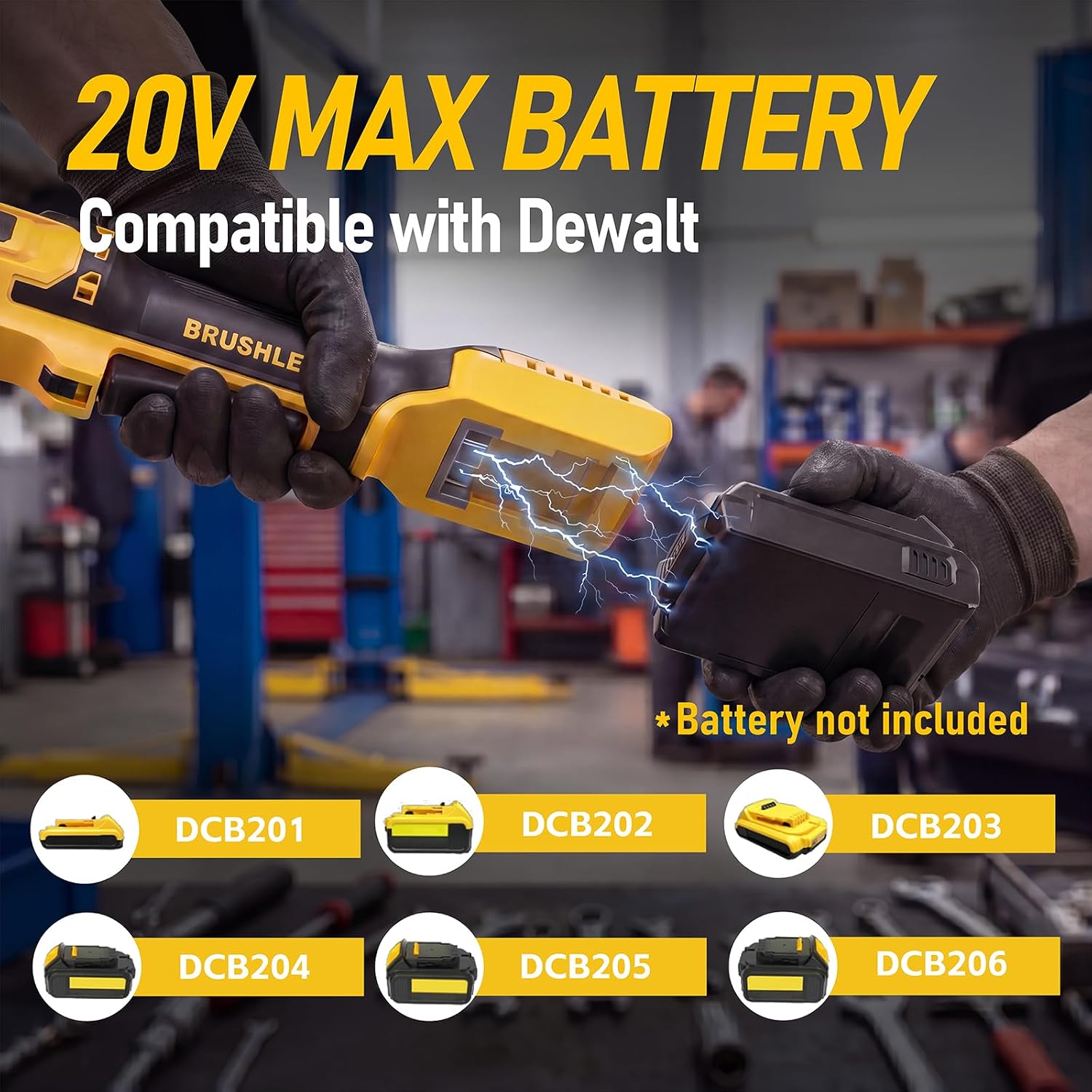 3/8" Cordless Ratchet Wrench, Compatible with DEWALT 20VMAX Battery, 80Ft-Lbs(108N.m) Brushless Ratchet Wrench with Variable Speed Trigger, 3/8" to 1/4" Adapter, 3" Extension Bar(Tool Only)