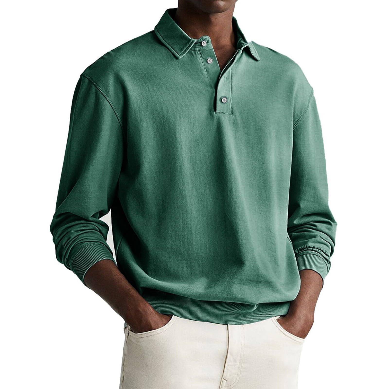 Poloshirt Herren Langarm Slim Fit Denim Nähen Einfarbig Männer Golf Polo Shirts Baumwolle Polohemd Langarmshirt,Pullover Mit Kragen Herren,Warm und Winddicht