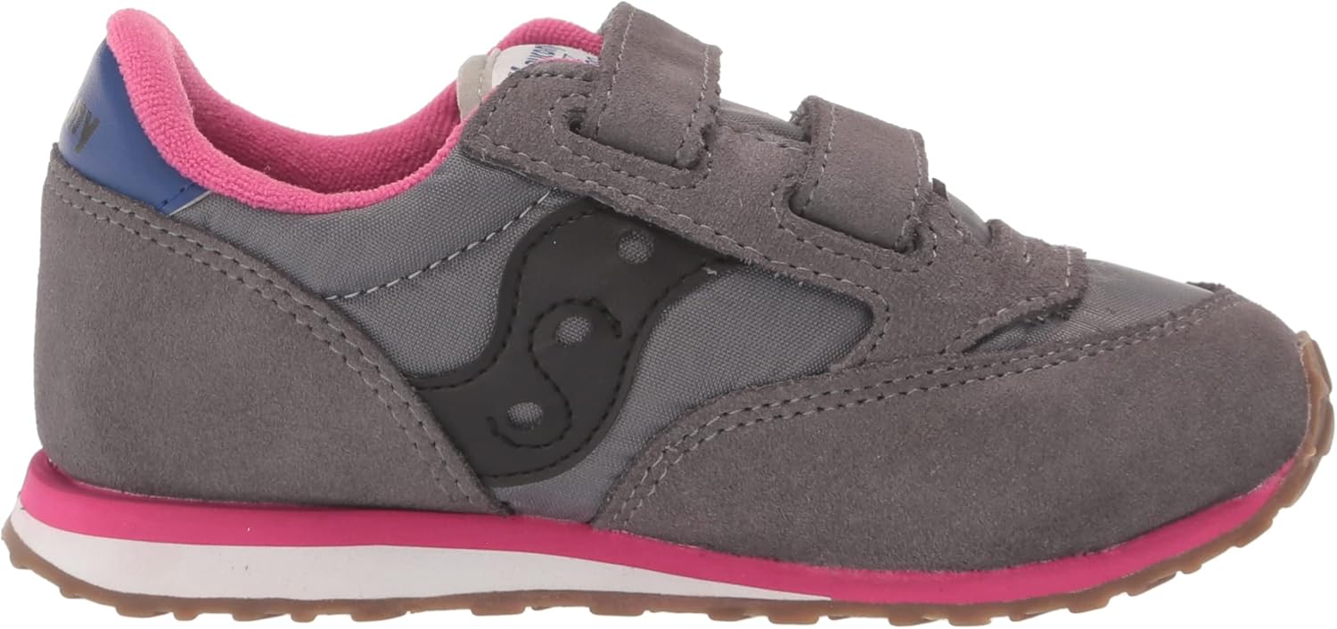 Saucony Unisex-Child Baby Jazz Hook & Loop Seasonal Sneaker Little Kid (4-8 Years) 4 Little Kid Grey/Black/Purple
