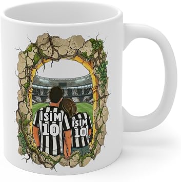 Siyah Beyaz Sevgililere  zel Kupa Bardak - Taraftar Kupa Bardak - Siyah Beyaz Hediye Mug Tema 2, Beyaz