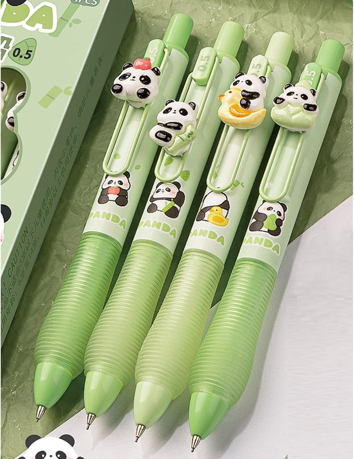 MOZXIRZ 4 Pcs Cute Panda Mechanical Pencils 0.5mm Cartoon Mechanical Pencil Kawaii Soft Grip Mechanical Pencils School Pencil for Students Women (Panda) image 3