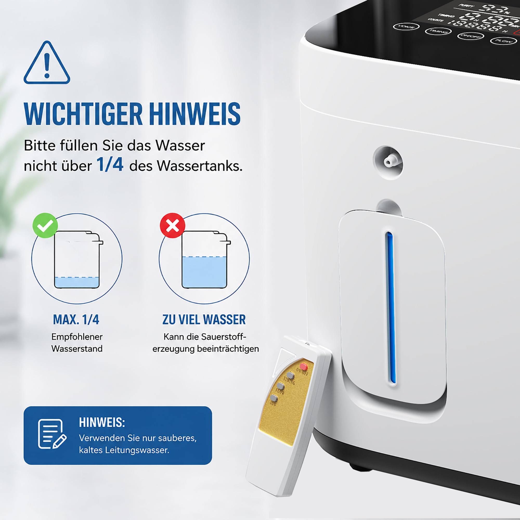 Sauerstoffkonzentrator für Zuhause 1–7 L/min · 93% Sauerstoffkonzentration