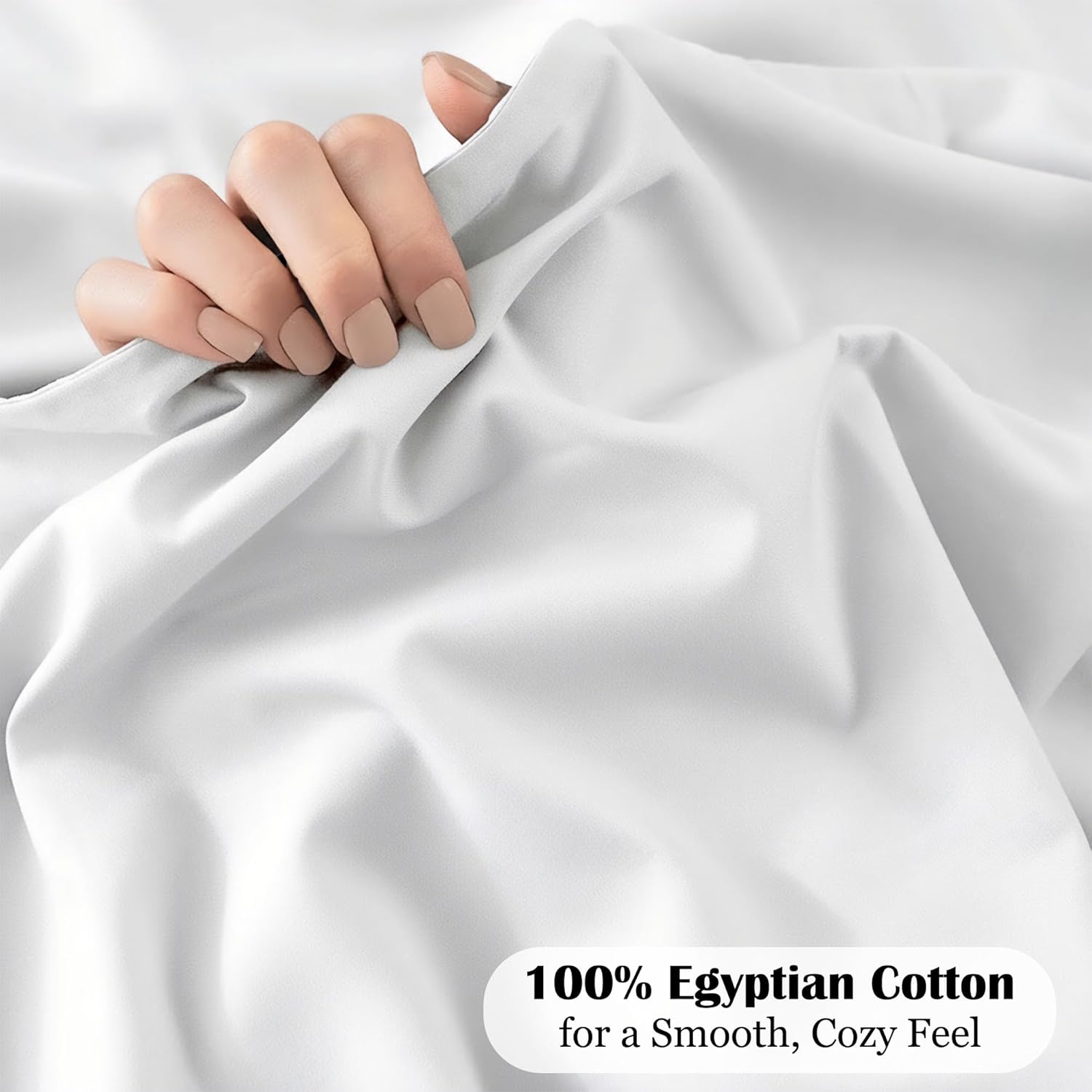 Twin XL Fitted Sheet Only - 100% Cotton Bottom Sheet - 16 Inch Deep Pocket Premium Cotton Mattress Sheet - Sateen Weave Luxury Hotel Quality - White