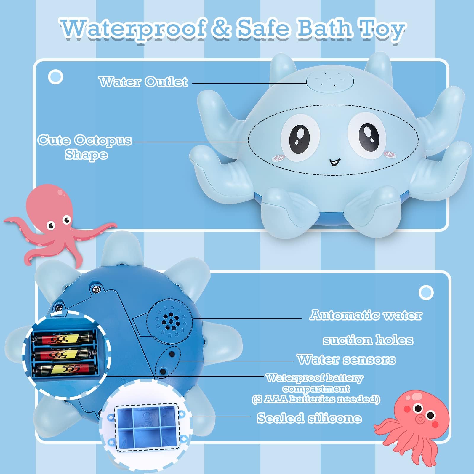 Jouet De Bain Pieuvre Lumineuse Pour Bébé - Fontaine Jet D'Eau Automatique Avec Lumières Colorées, Flottant Et Super Amusant !