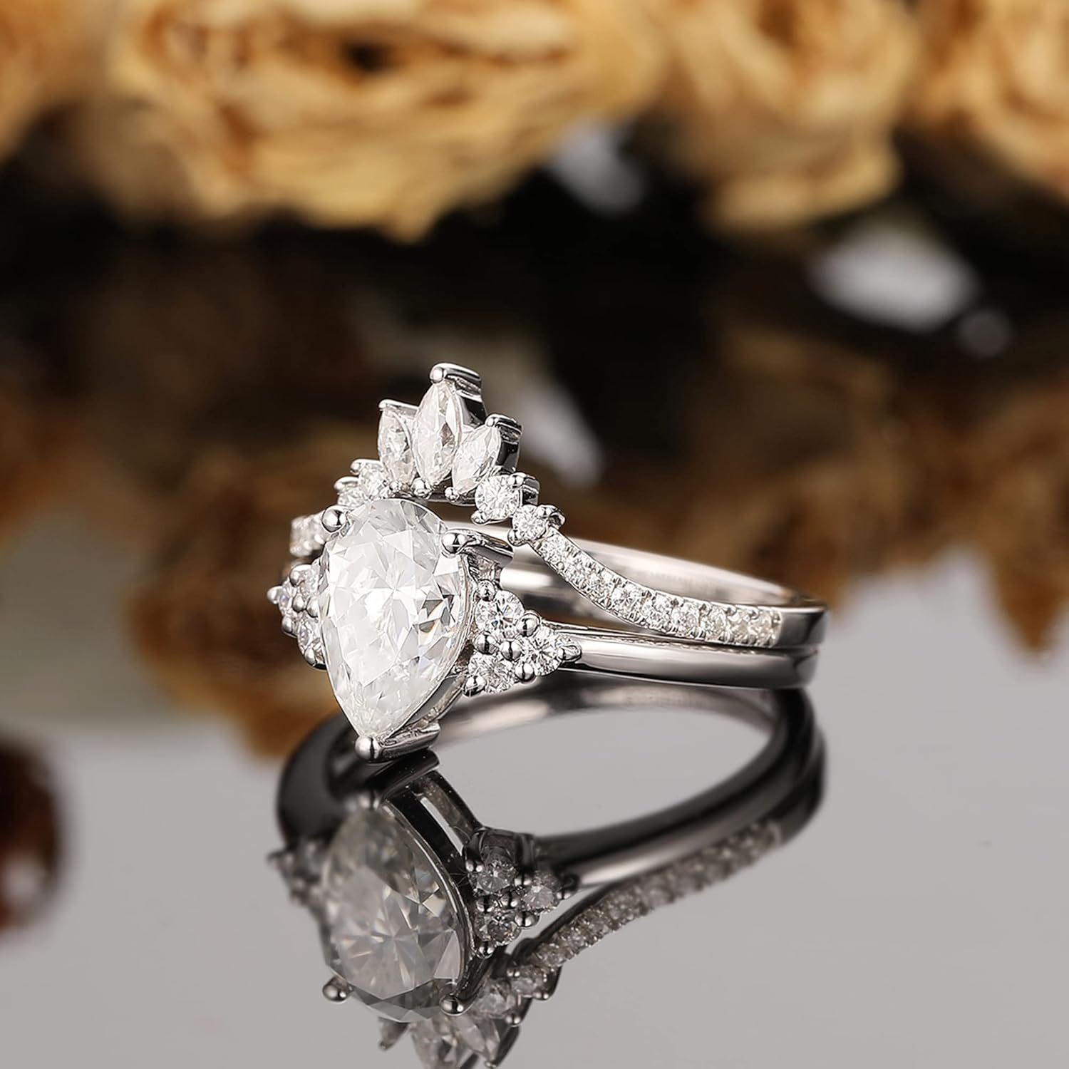 Moissanite Bridal Wedding Rings Set for Women 1.50CT VVS1 Clarity 925 Sterling Silver Moissanite Engagement Wedding Band for Her Size 4-9