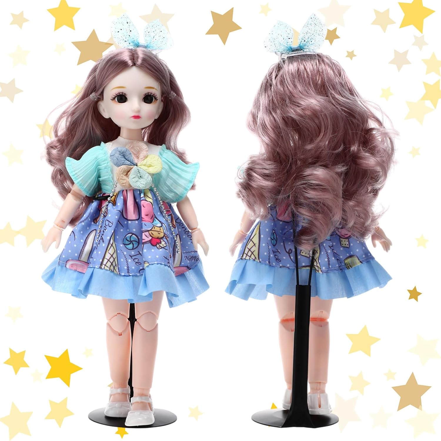 Yaocom 6 Pcs Adjustable Doll Stands for 12 Inch to 18 Inch Dolls Display Stand with Expandable Waist Wire Action Figure Display (Black)