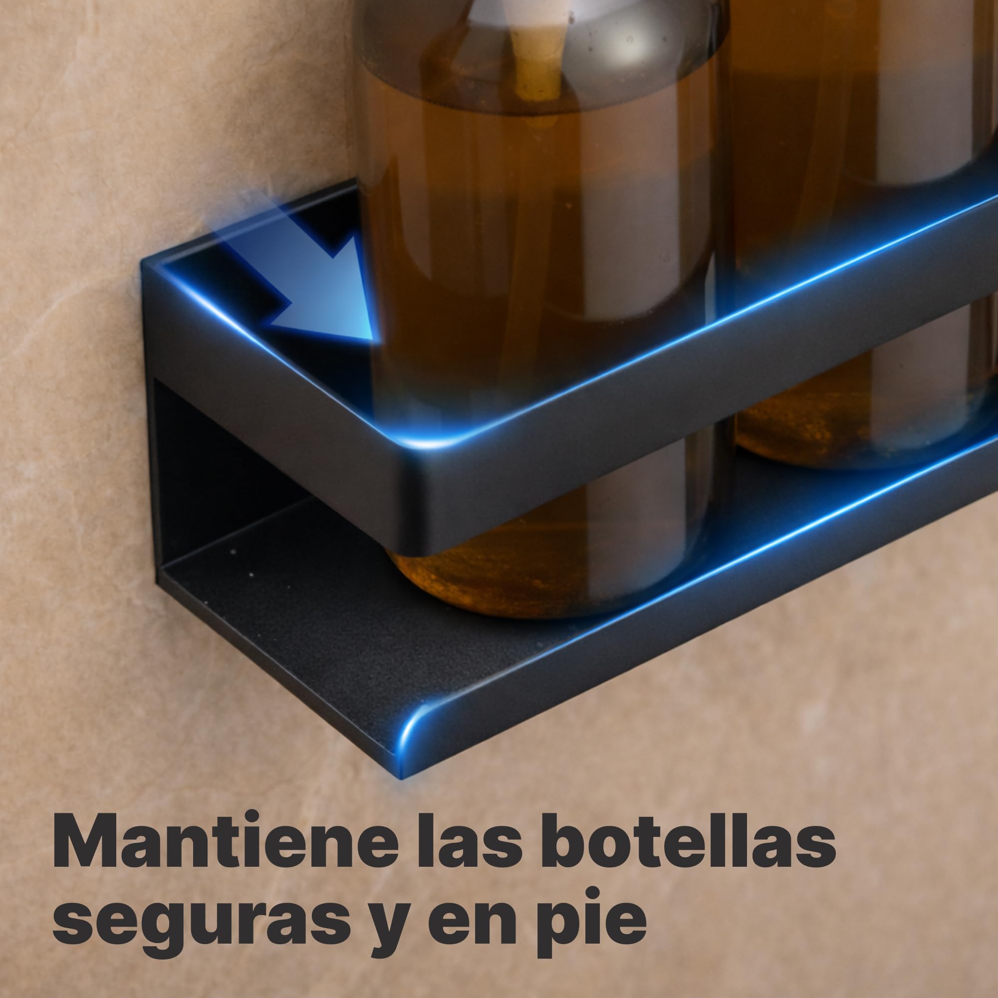 Minismus estanteria ducha sin taladro con ganchos moviles y barra, estante ducha organizador resistente, repisa baño adhesiva, estanteria baño sin tornillos o montada con tornillos cesta