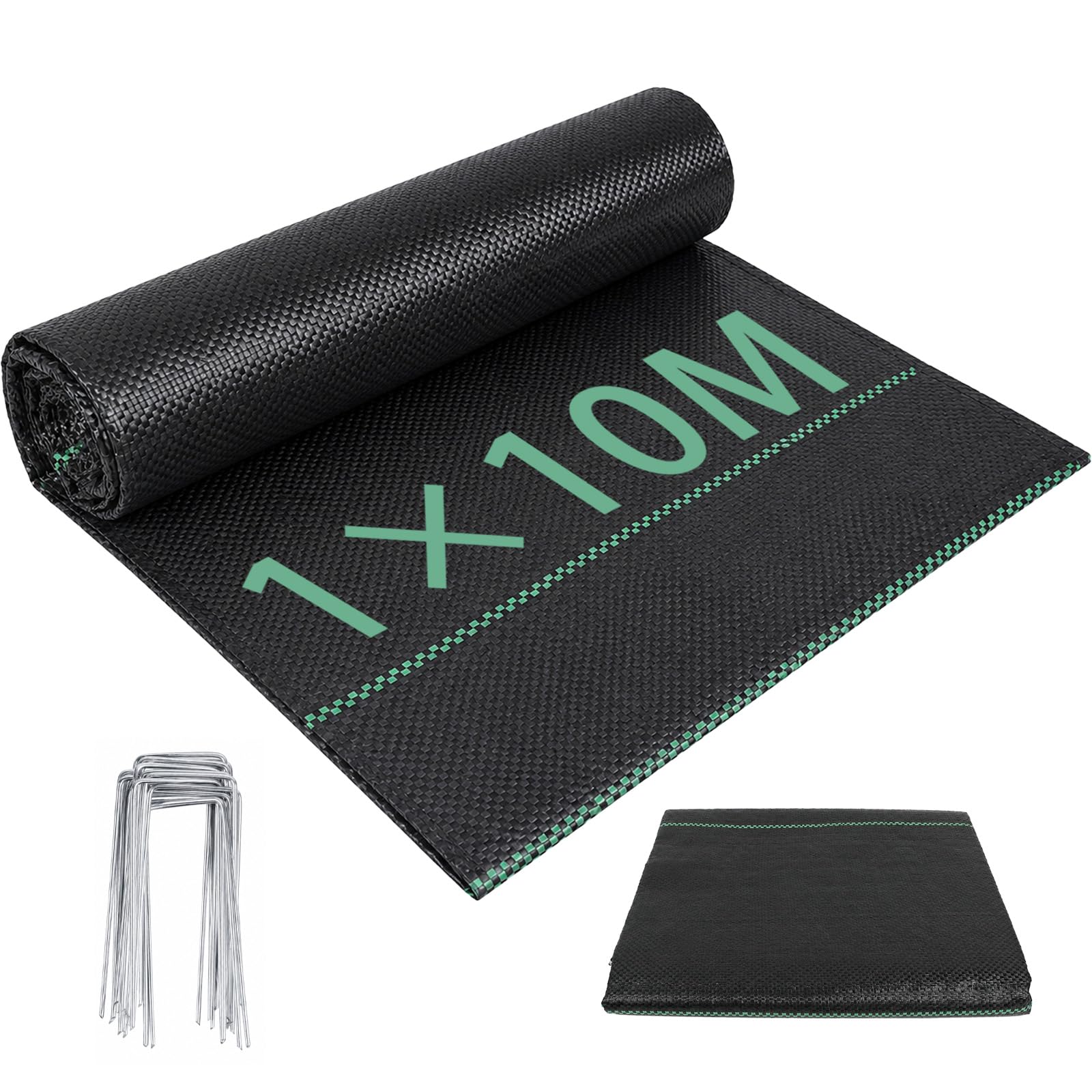 1x10M Weed Control Membrane with 20 Securing Pegs, Weed Barrier Fabric