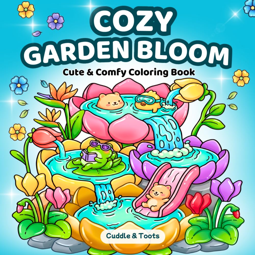 Cozy Garden Bloom: Cute & Comfy Coloring Book | Simple & Relaxing Whimsical Backyard Nature Scenes with Adorable Animals for Adults, Teens, Seniors, and Kids (Cute & Cozy, Bold & Easy Coloring Books)