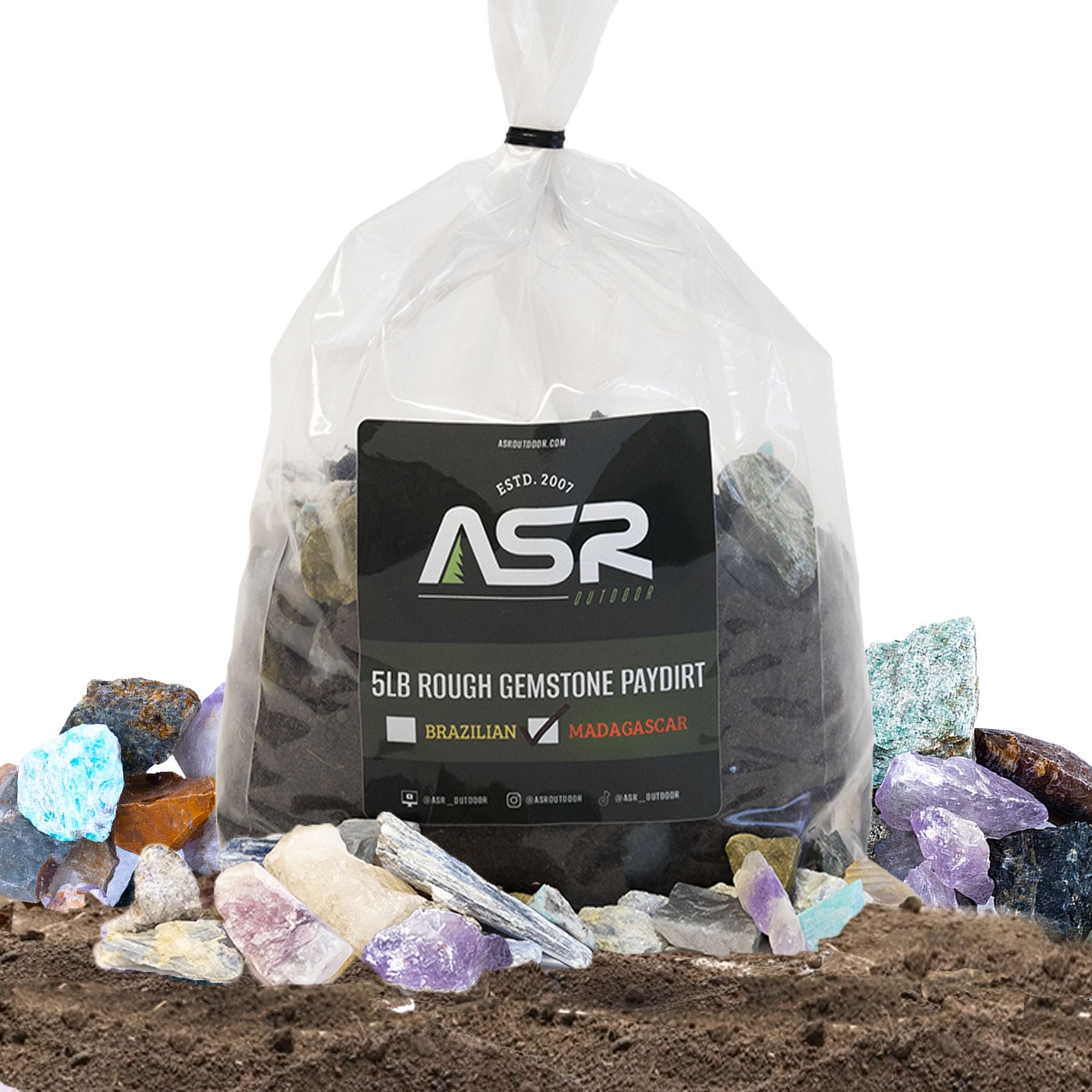 ASR Outdoor 5lb Rough Madagascar Gemstone Paydirt Bag Gold Panning Kit