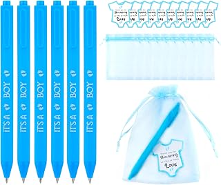 30 Sets Baby Shower Pens, Pen Set for Baby Shower with Pen Yarn Bag Shower Card Cute Baby Shower Favors Guest Gifts Suitable for Baby Shower Game (Blue, Boy)