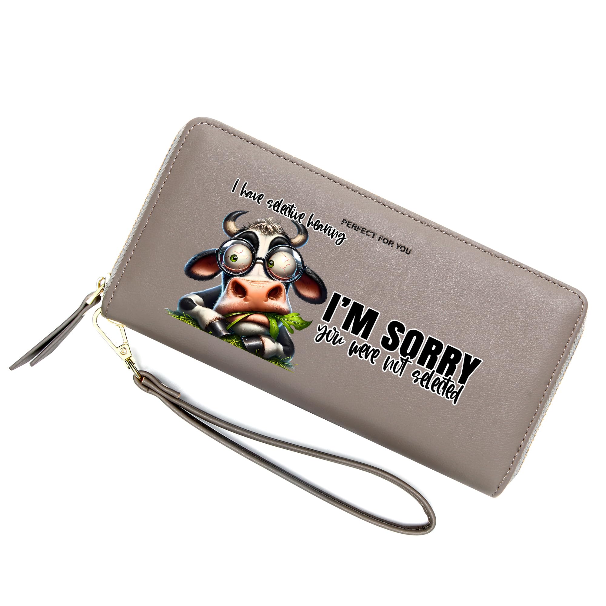 ZRTARY Personalized Cow Print Women Wallets,Graduation Anniversary Gift for Friend, Birthday Gift, Holiday Gift for Parent, Grandparent, Son, Daughter, Wife, Lady 1306u