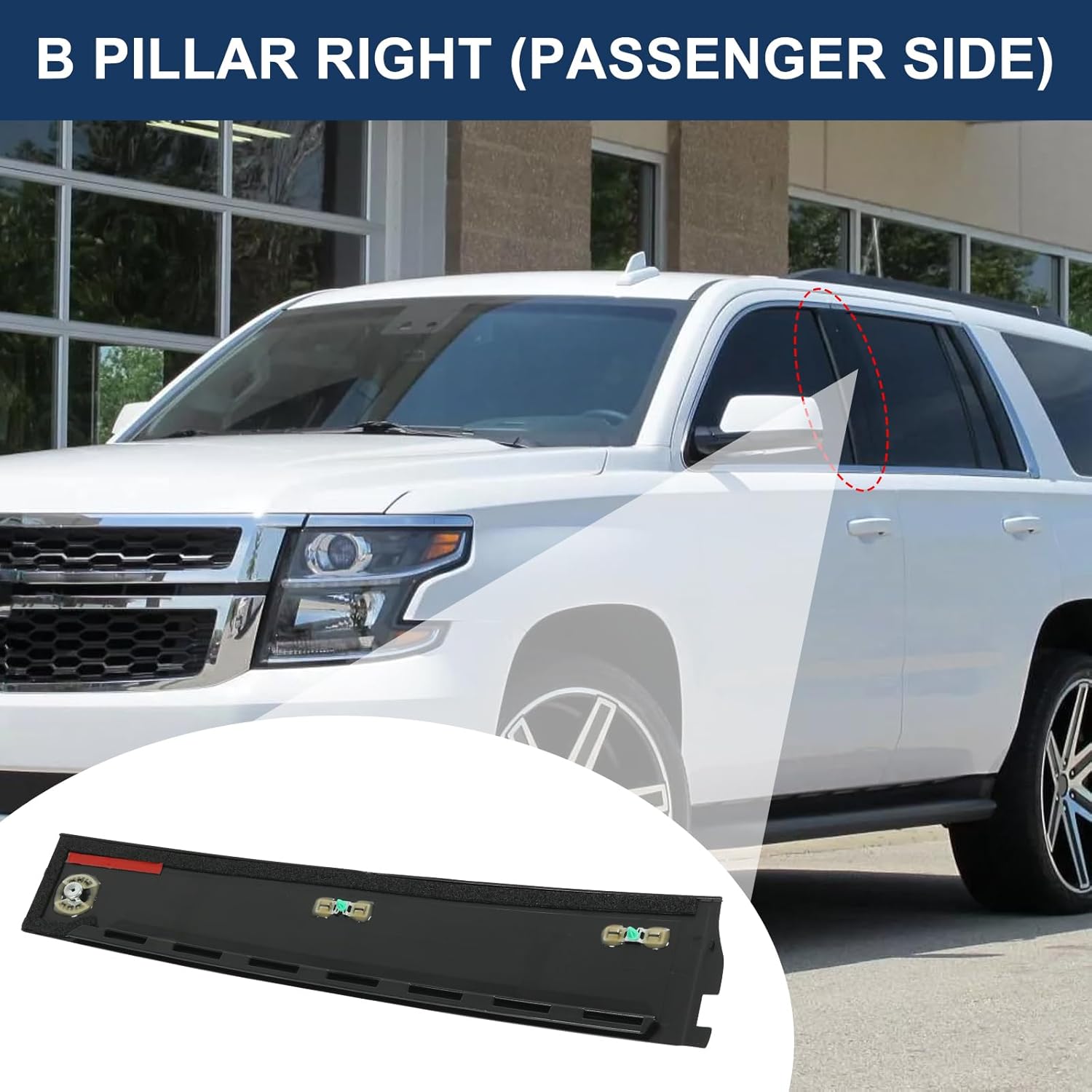 B-Pillar Front Molding Windshield Outer Trim Right Replacement for Chevrolet Suburban/3500 HD,Chevy Tahoe,GMC Yukon/XL,Cadillac Escalade/ESV 2015 2016 2017 2018 926-244 (Passenger Side) 1 Pack