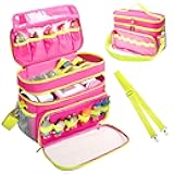 Carrying Case Compatible with Toniebox Starter Set, Double Layer Storage Bag for Tonies Figures Characters, Portable Travel Organizer Case with Shoulder Strap for Tonies Box Headphones (Rose)