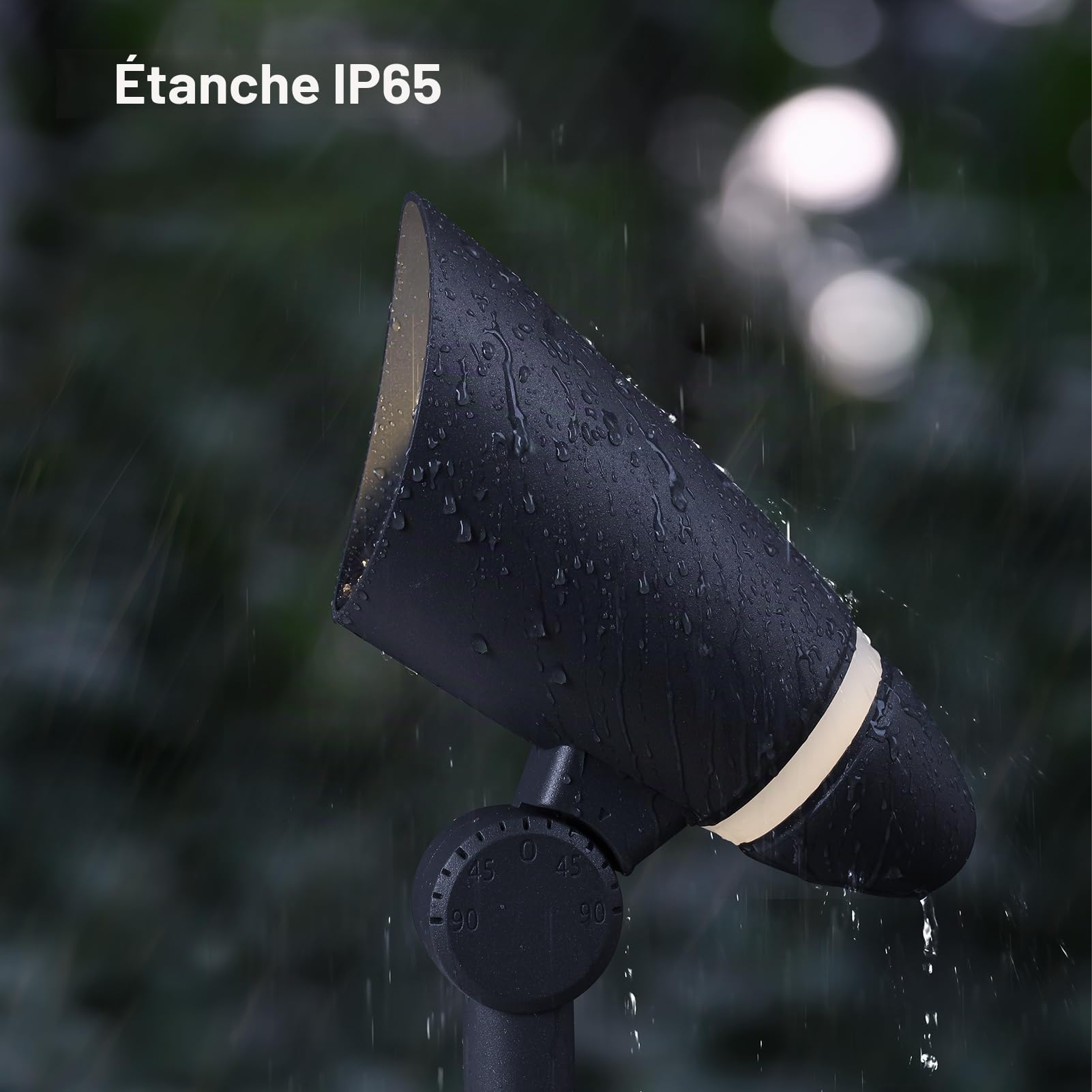 DAWALIGHT Lampes de jardin LED 10W 3000K blanc chaud 800lm Spot LED extérieur pic IP65 étanche projecteur extérieur avec boîte de jonction IP68 pour allée patio cour, aluminium, gris foncé