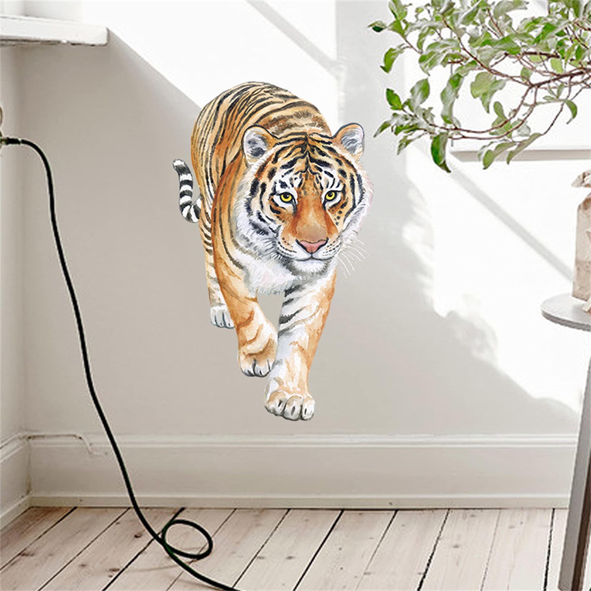 ROFARSO Lifelike Cool Tiger Jungle Animal Wall Stickers Removable Wall Decals Art Decorations Decor for Bedroom Living Room Murals
