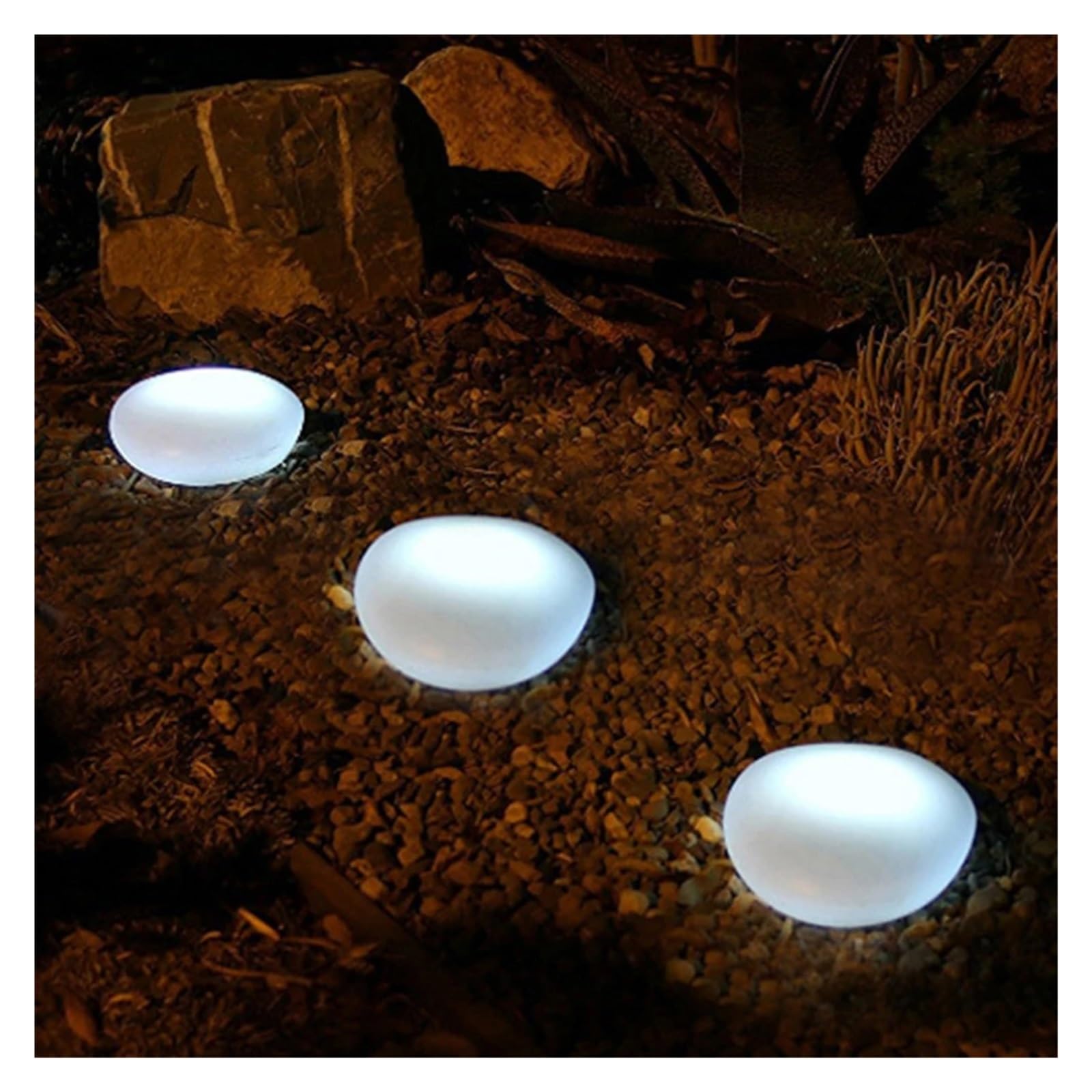 Lot de 2 lampes d'extérieur en pierre pavée étanche IP55 pour jardin, parc et balcon - LED économe en énergie - Lumière blanche