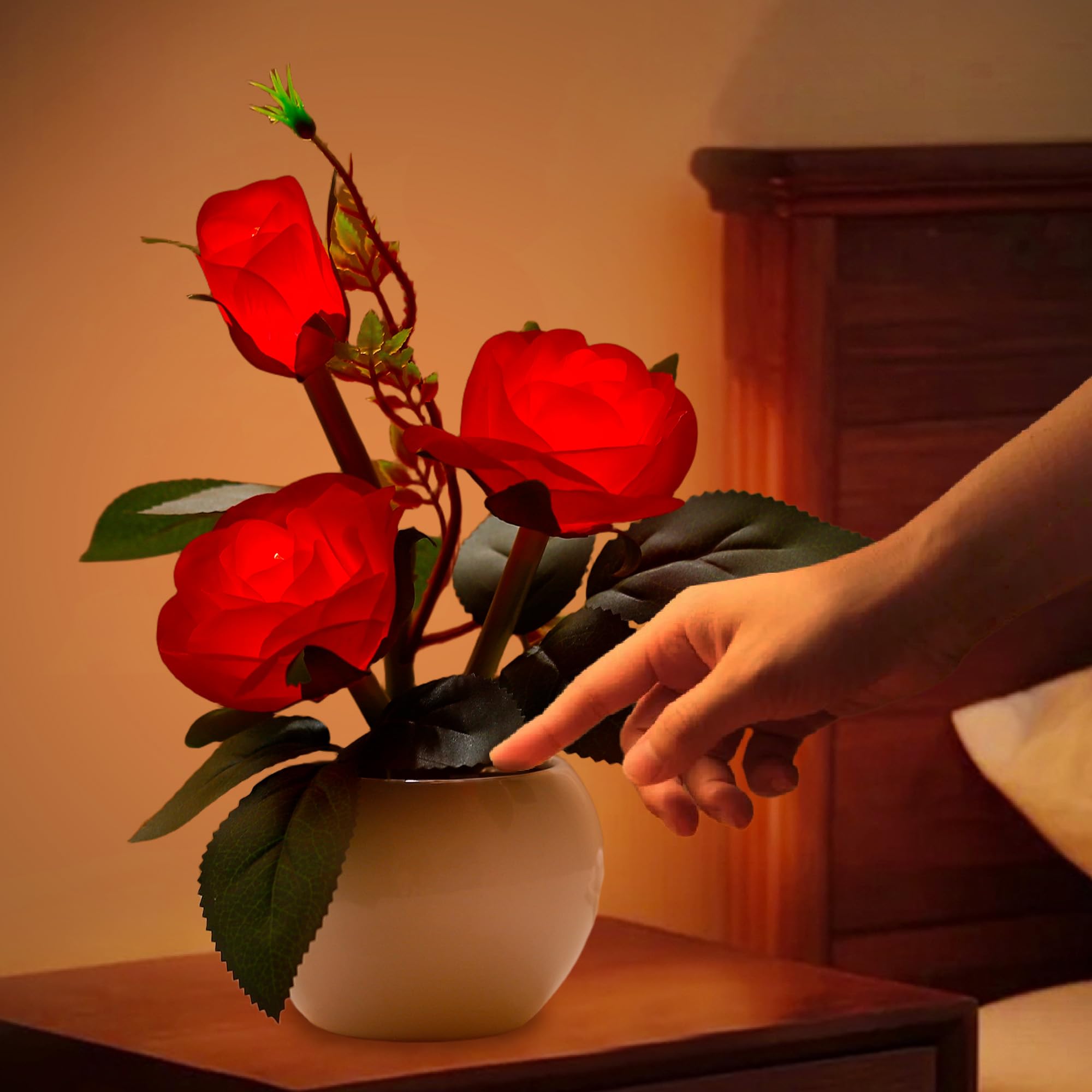 WSYEAR LED Rose Night Light - Realistic Artificial Flower Arrangement, Decorative Lamp for Home, Office, Bedroom Gift Idea โ image 1