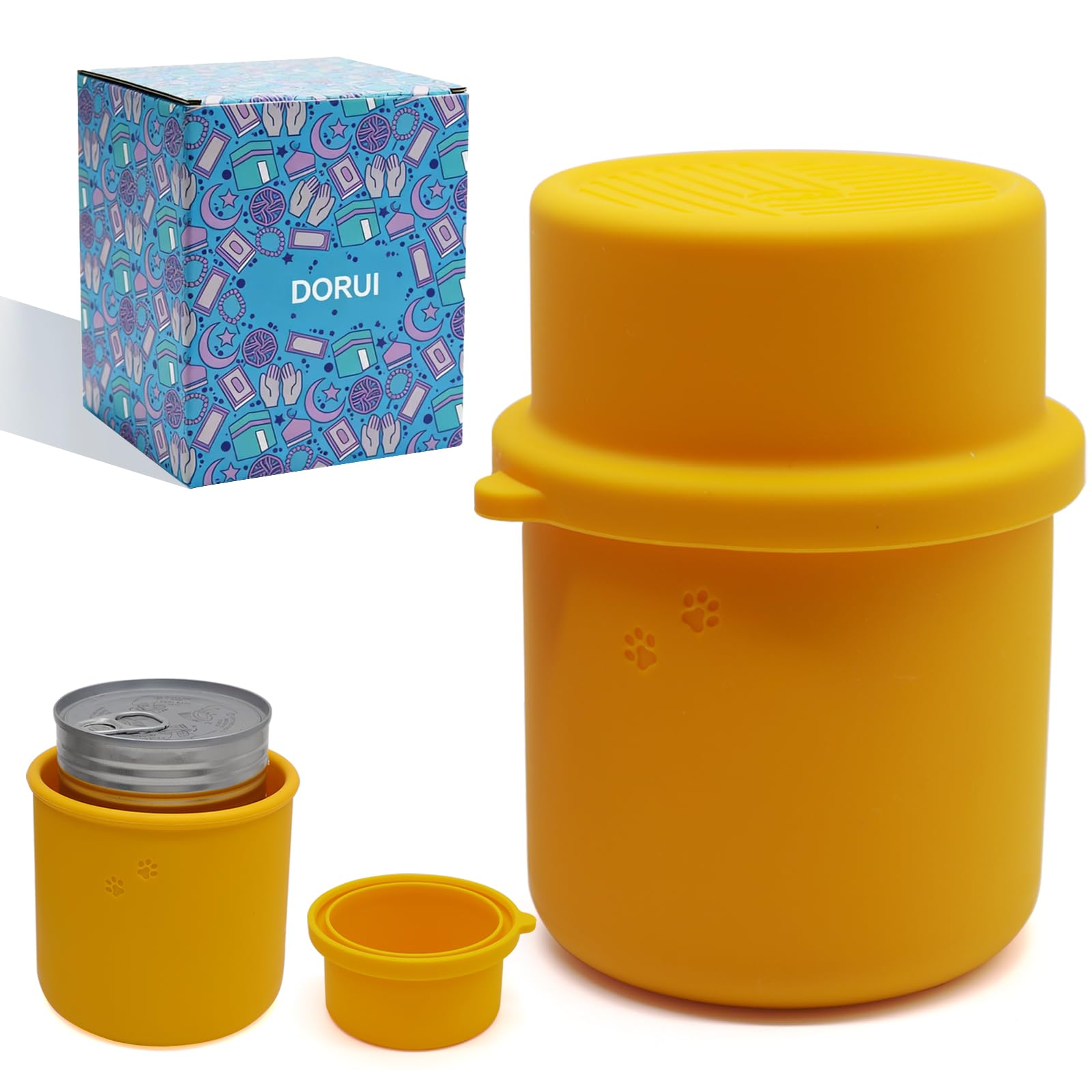 DORUI Canned Dog Food Storage Container, Food-Grade Silicone Can Cover for Dog and Cat Food, Keep Canned Fresh, No Odor in Fridge, Dishwasher Safe, Fit Most Standard Size for Pet Canned(Orange) — image 1