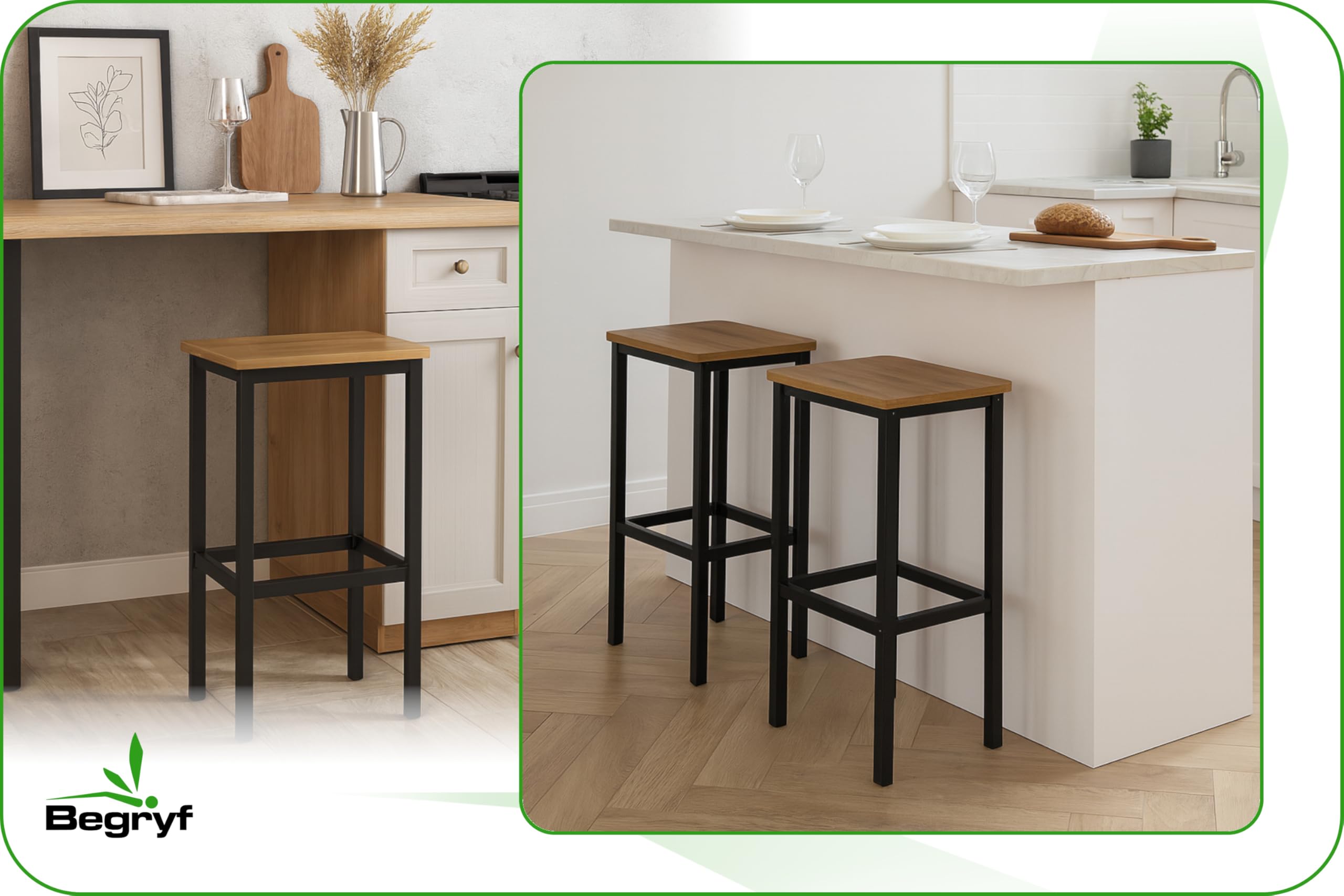 Barhocker Holz, Barhocker, Holzhocker, Hocker Holz, Holzhocker, Stehhocker, Küchenstühle, Barstuhl, 2er Set, Set aus 2 Barhockern, Küche, Esszimmer, robust, modern, stabil