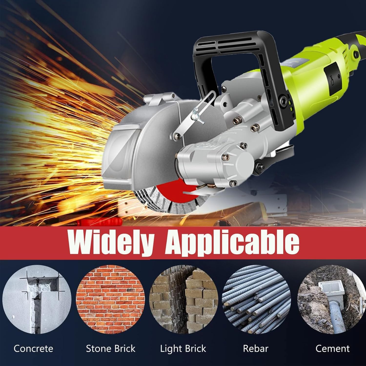 Chaser eléctrico de pared, máquina de corte de 4500 W para ranuras de pared de hormigón, 5 hojas de sierra de disco, 7500 RPM, corta hasta 36 mm de profundidad y 30 mm de ancho, ideal para granito y