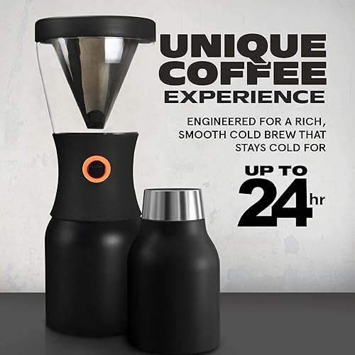 Miniatura 2 de Asobu Coldbrew - Cafetera portátil con aislamiento al vacío de acero inoxidable de 34 onzas, jarra 188 sin BPA (negro)