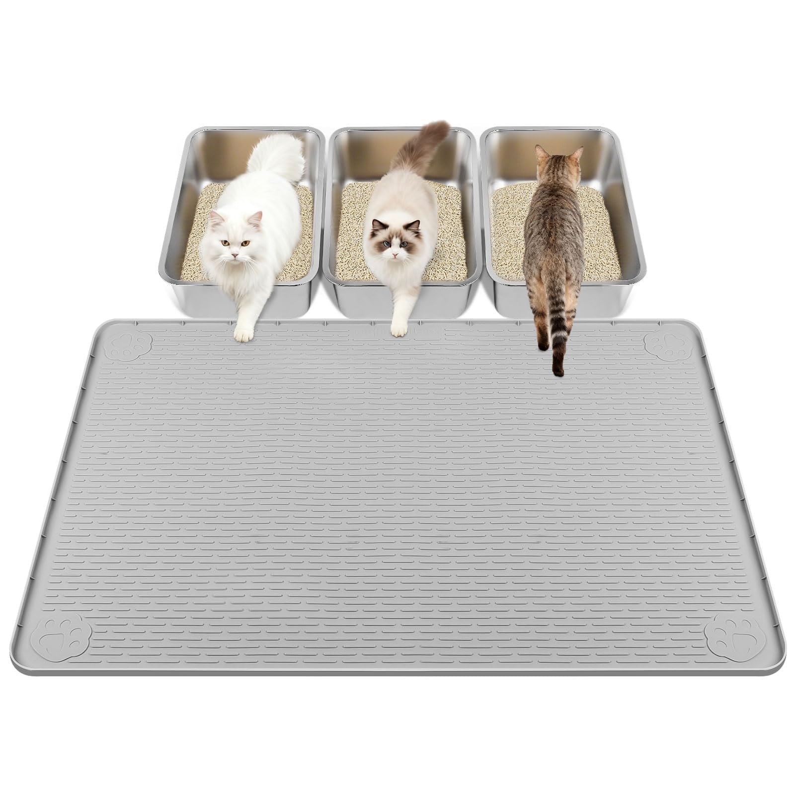 40" x 28" Pee Pad Holder, Kalolary Reusable Silicone Dog Toilet Holder Silicone Dog Puppy Pee Pad for Training Leak Proof Raised Edge Potty Tray (Grey)