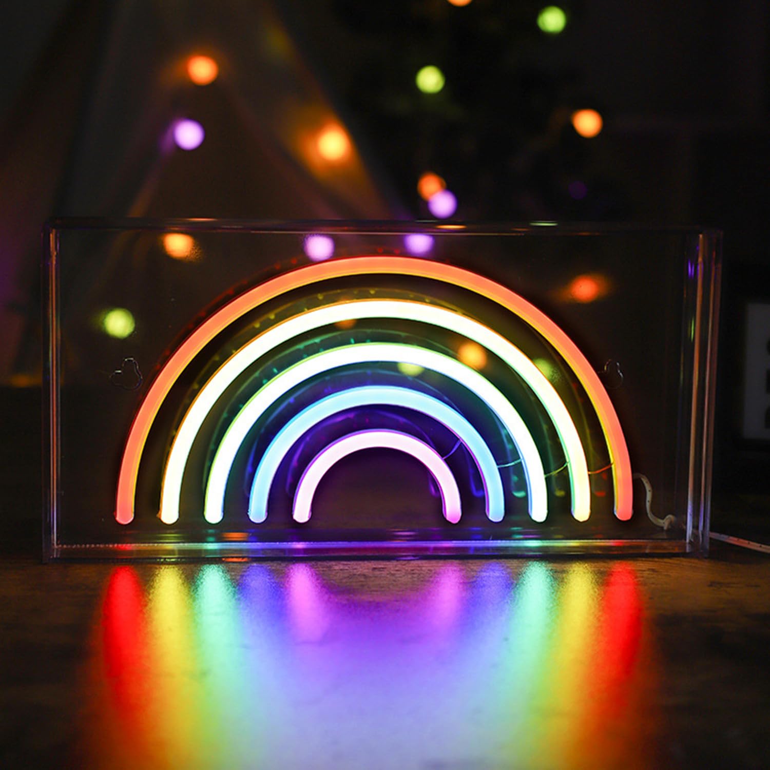 3D Standable Rainbow Neon Signs for Wall Decor, USB Operated Rainbow Neon Lights for Girls Room, Bedroom, Party, Classroom, Wedding Home Decor, Night Light Gifts