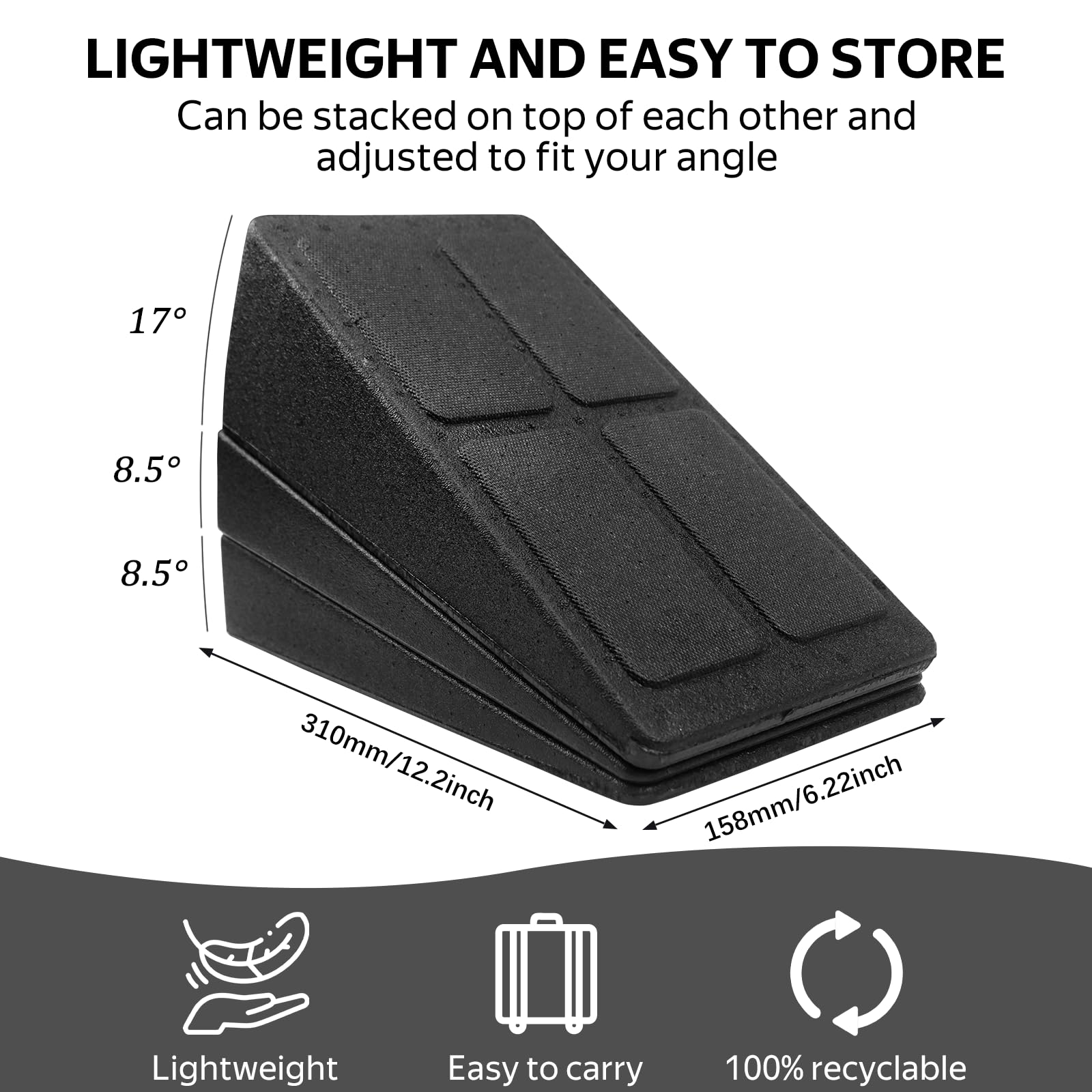 Mumjooyi Pedana Fitness Inclinata Set di 3 Calf Slant Board Squat Wedge Block Regolabili Pedana Inclinata per Polpaccio Stretch l'allenamento Yoga Nero