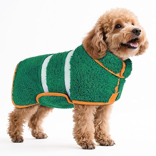 Bienbee Dog Bathrobe, Quick Drying Super Absorbent Pet Robes for Small Medium Large Dogs, Drying Coat for After Bath & Swim, Warm & Cozy Dogs Towels, Dog Puppy Bath Supplies, Green S