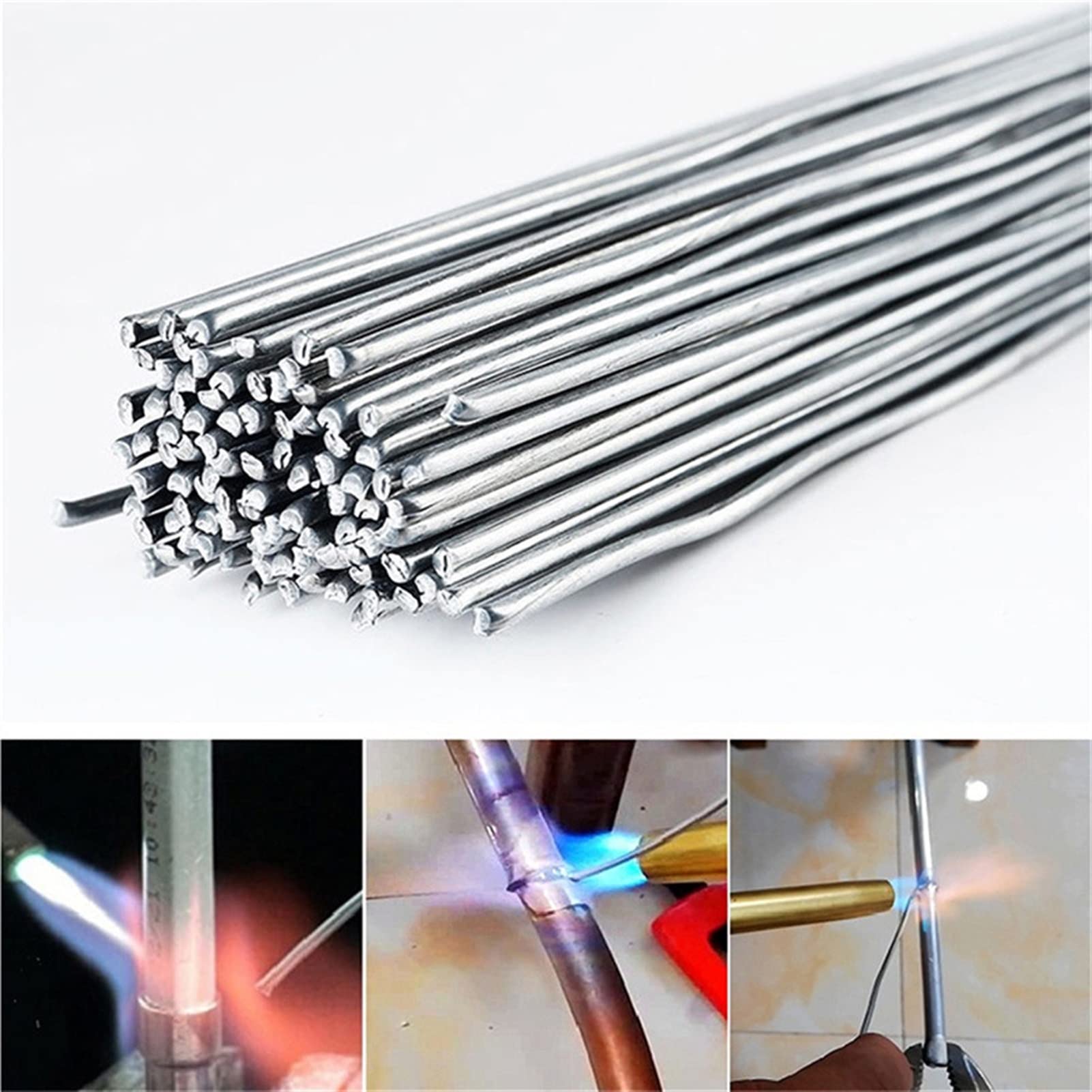 Lnanqing-Fil de Soudure 10/20 / 50 pcs Rod de brasage de soudure en aluminium 1.6 / 2mm Tige de soudage de flux de fil de soudure basse TEMP sans besoin de poudre de soudure, polyvalentrésistant à la