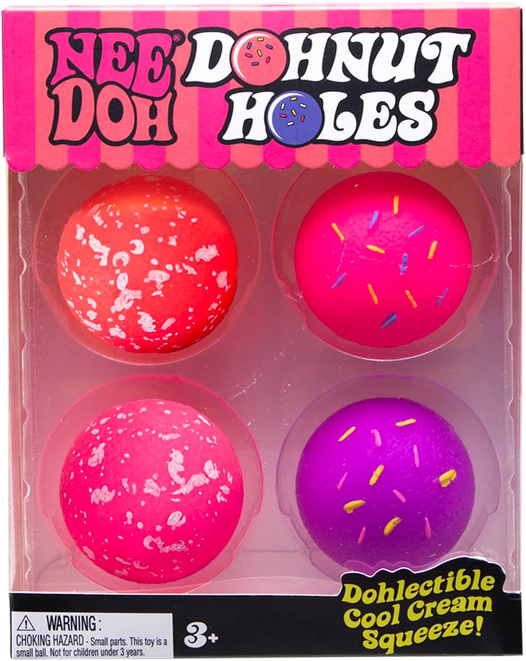 Schylling NeeDoh Dohnut Hole Needoh 4 Pack - Sensory Squeeze Toy - 1.5" in Diameter - Colors May Vary
