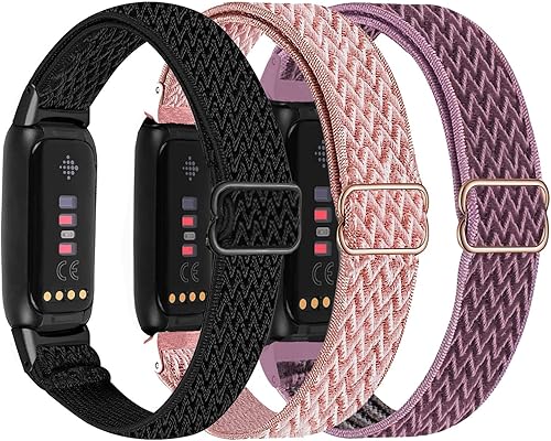Miniatura 1 de Correas elásticas de nailon y silicona delgadas compatibles con Fitbit Luxe, correa de nailon elástico ajustable y transpirable de repuesto y