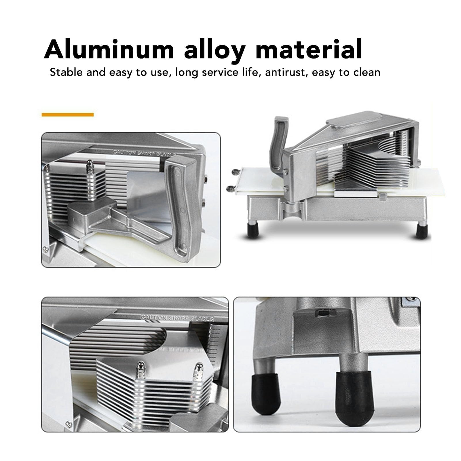 Tomatenschneider, robuster manueller Gemüseschneider mit Edelstahlklingen, ergonomischem Griff und rutschfesten Füßen für Restaurant, Delikatessen & Zuhause, 9 mm Schnitt