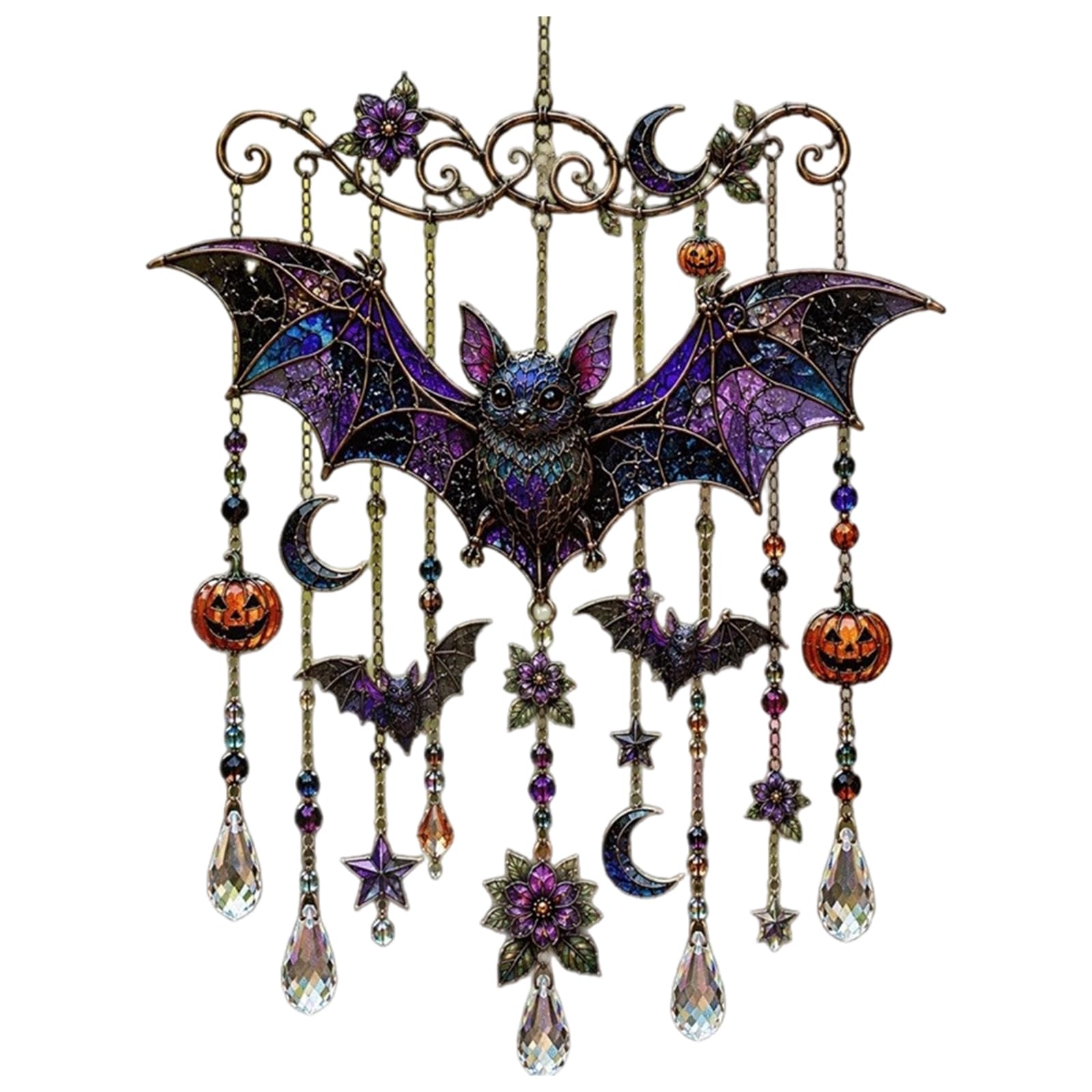 Generic Acrylic Halloween Suncatcher Ghost Bat Pumpkin Skull Wind Chime