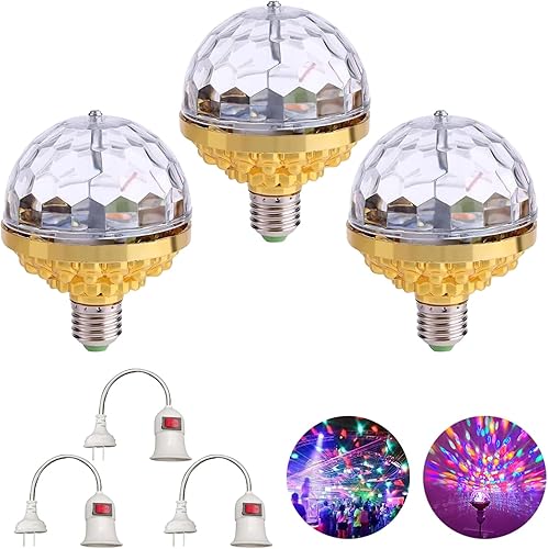 Luz de bola mágica giratoria colorida, luces de fiesta de Amposei bola de discoteca, bombilla con forma de bola de discoteca de espejo, bombilla disponible en Yaxa Venezuela