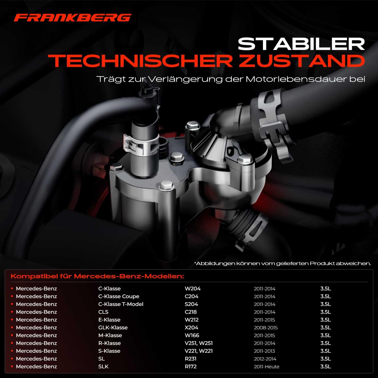 Frankberg Termostato del liquido di raffreddamento 103°C 2 Poli | A2762000115, Compatibile con: CLS Shooting Brake X218, Classe S V222 W222 X222, SL R231, Classe C Coupé C204, Classe C W204