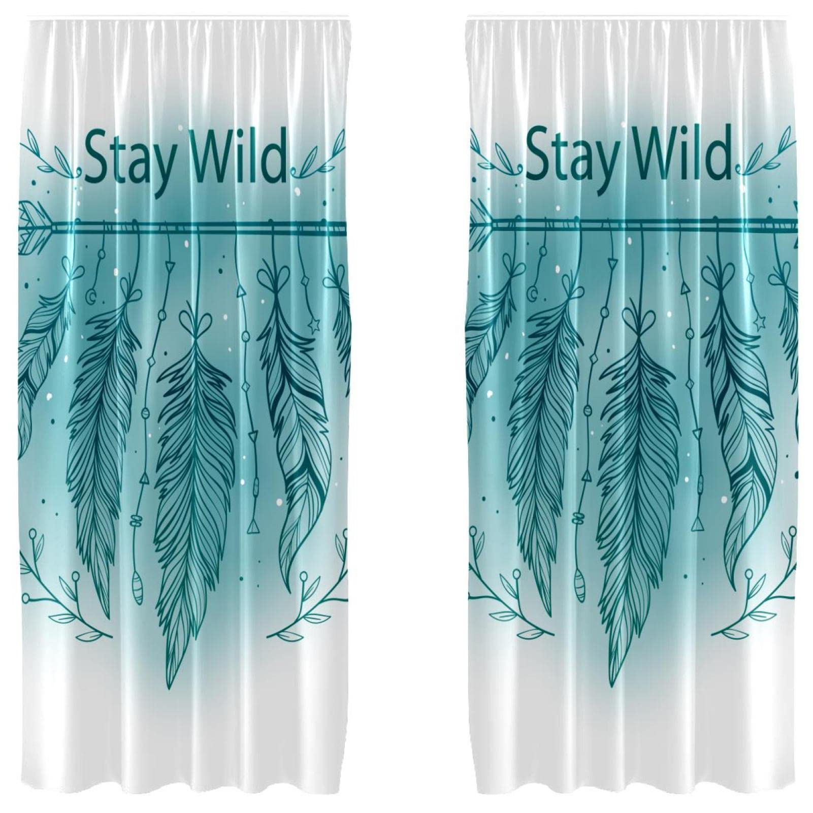 Cortinas opacas Stay Wild-02 en microfibra azul de 2 paneles 55x84