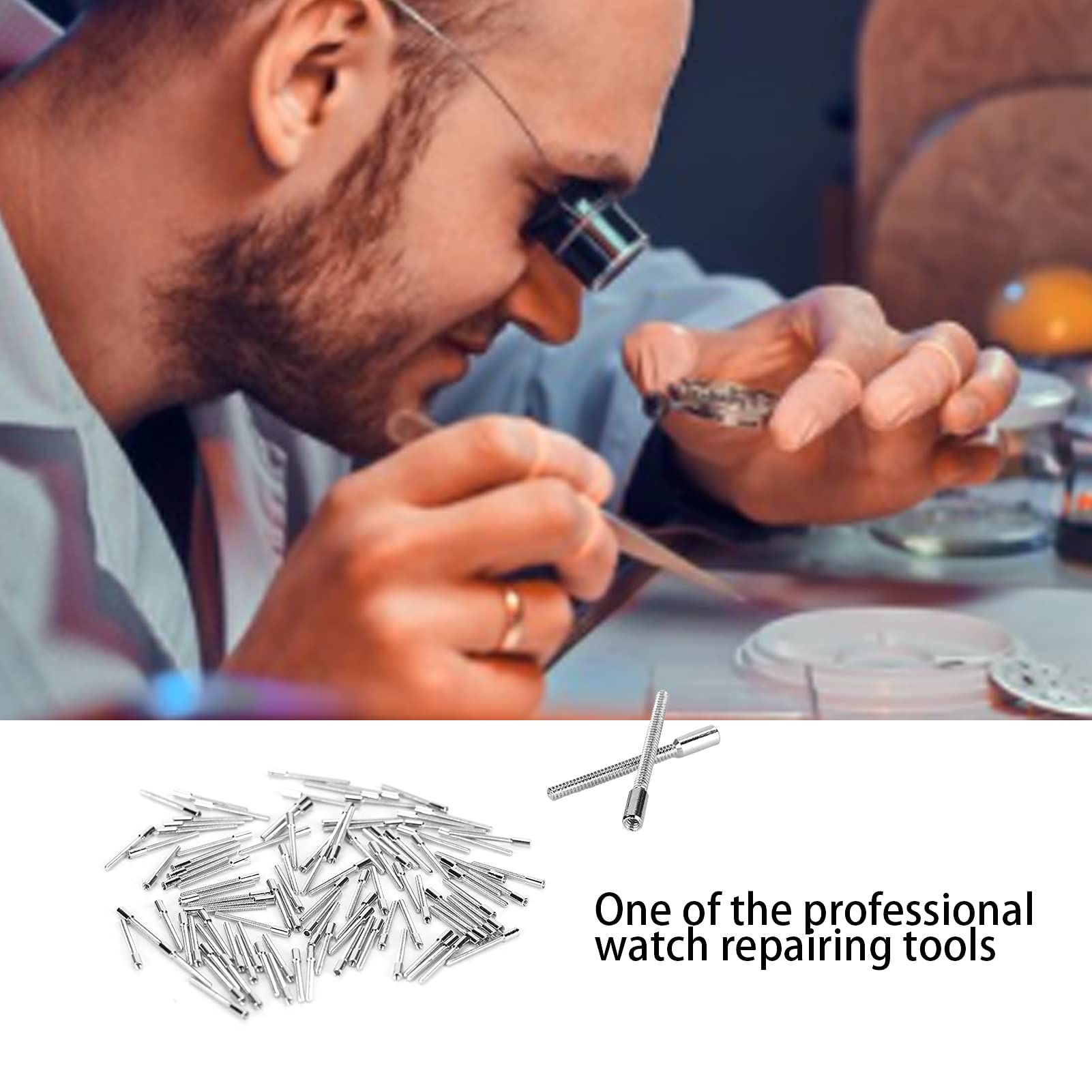 Watch Repair Kit, 100pcs 0.9mm Repairing Replacement Tool Kit Winding Stem Extender Watch Wrist Bands Removal Repair for Watch Repair
