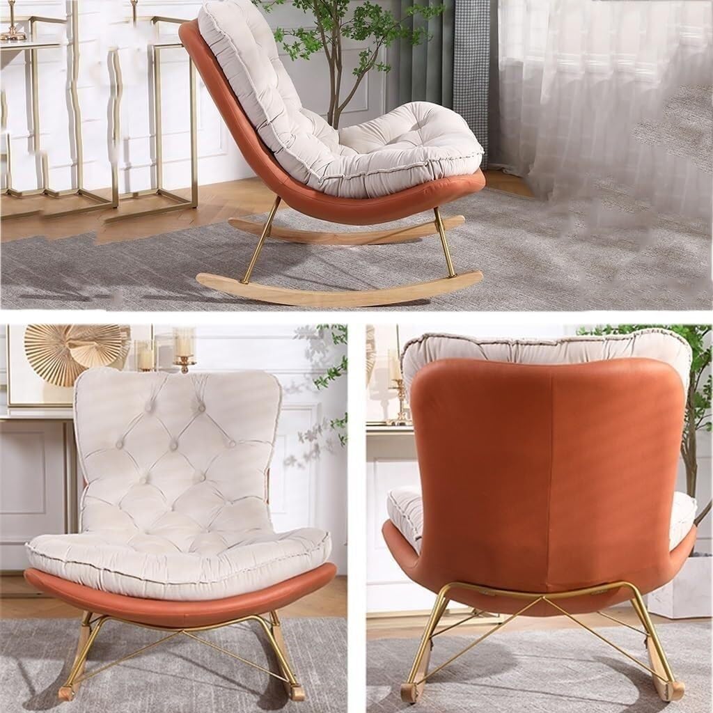 Generisch Moderner Schaukelstuhl mit Hocker – Bequemer Grauer Schaukelstuhl für Wohn- und Schlafzimmer, ideal zum Entspannen, Lesen und Relaxen.