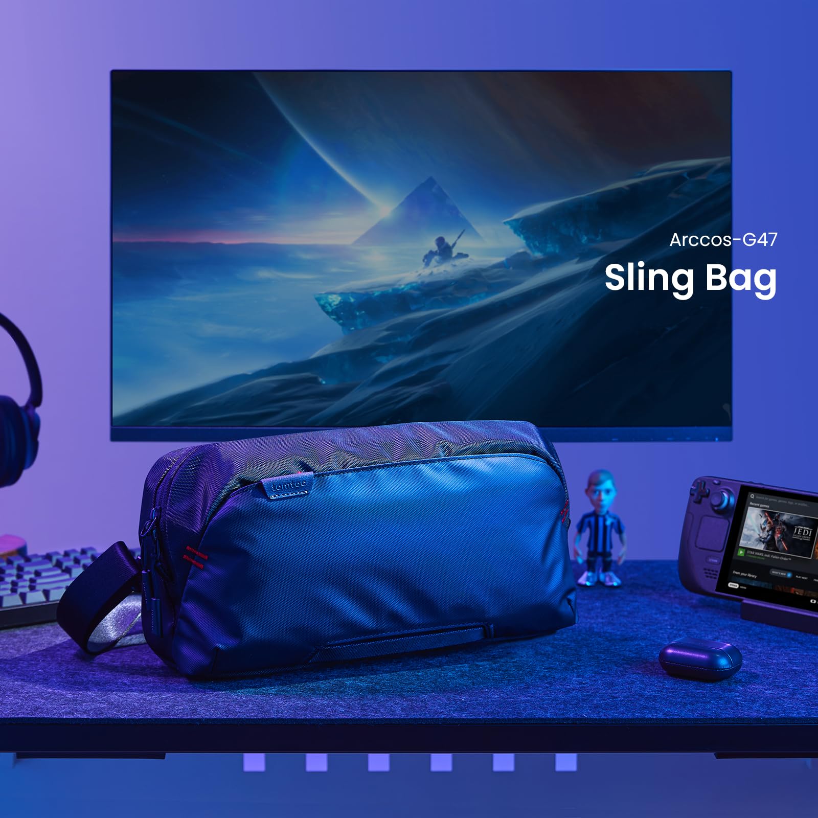 tomtoc Tragetasche Kompatibel mit Steam Deck (OLED)/Nintendo Switch 2/Rog Xbox Ally (X)/MSI Claw 8/7 AI+, Große Kapazität Aufbewahrung Bag Case Schultertasche für Reise mit Ladegerät, Dock, Zubehör