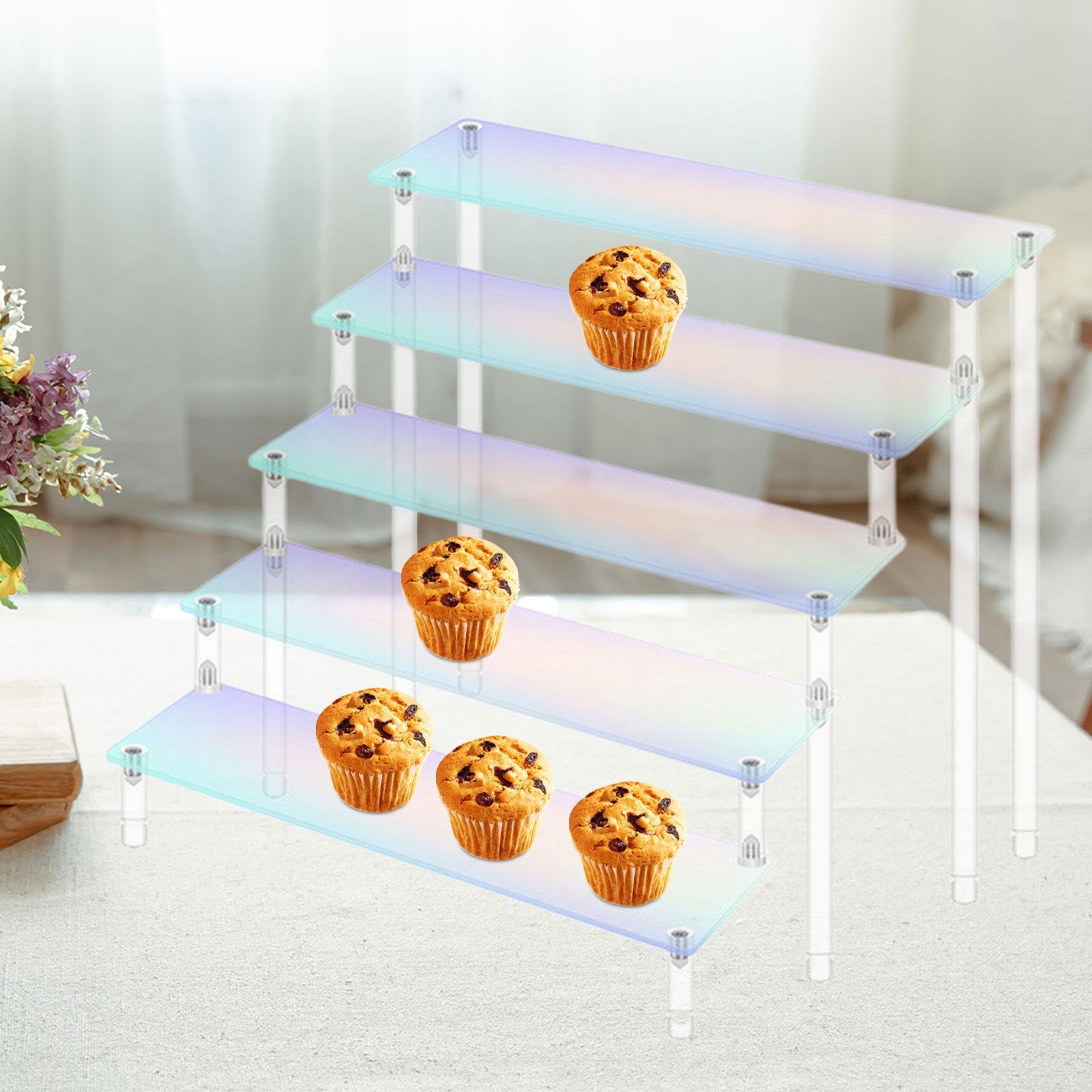 Présentoir Rectangulaire en Acrylique Transparent de 30 Cm pour Objets de Collection, Organisateur de Bureau pour Cupcakes, Figurines et Plus Encore.