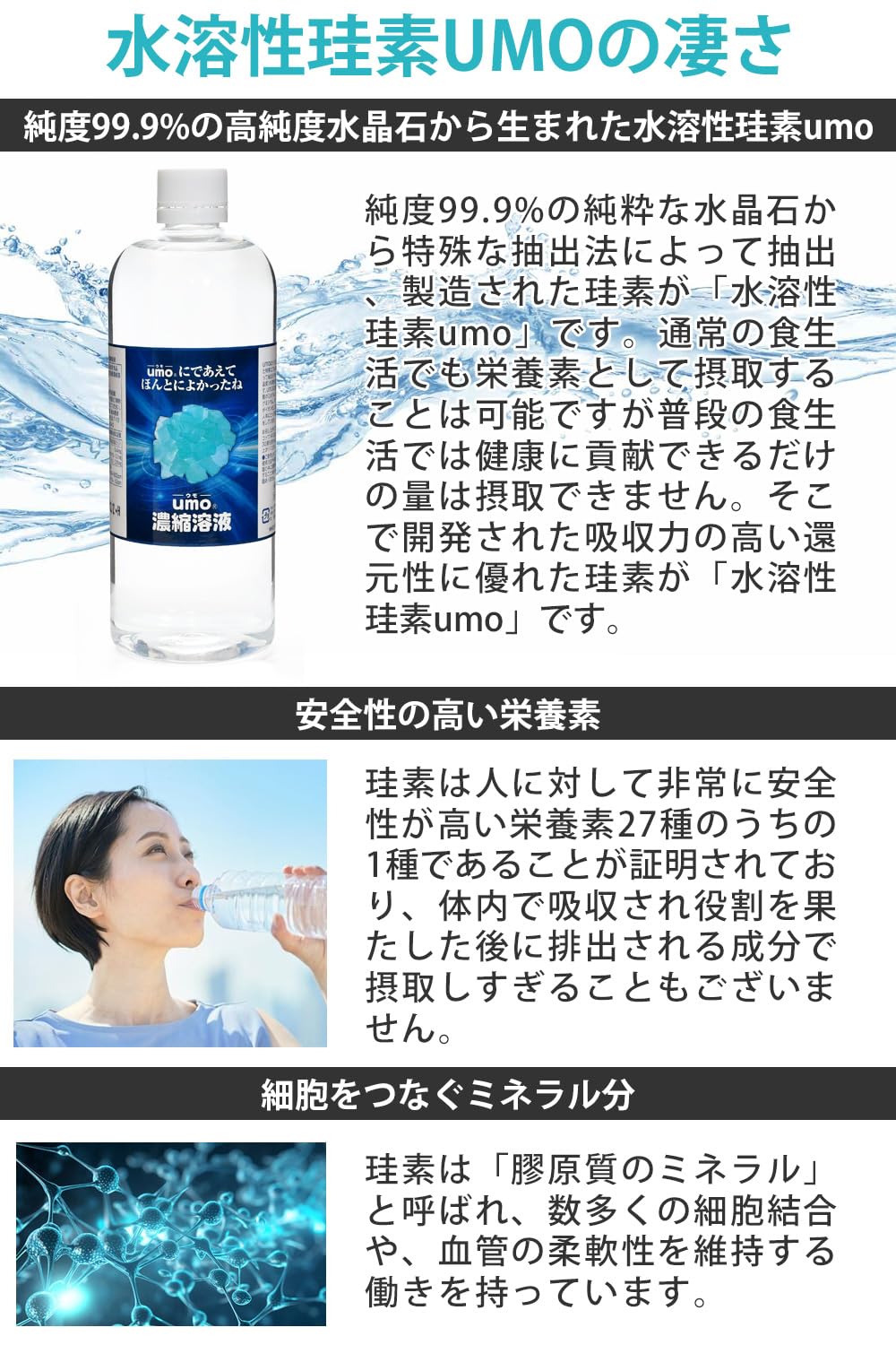 Amazon | 亀保通商 UMO 濃縮溶液 水溶性珪素 飲むシリカ 500ml（500ml