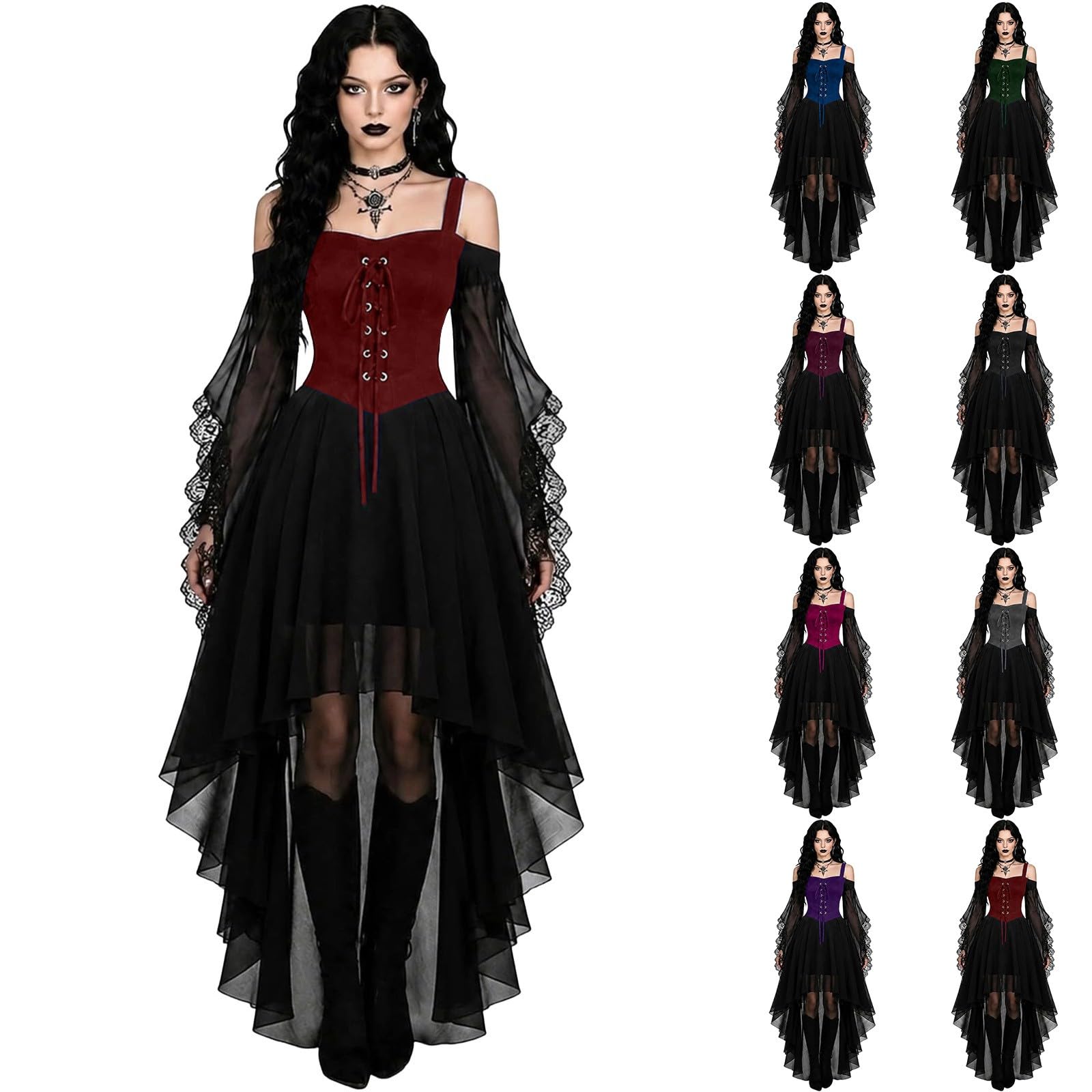 Halloween Costumes Adult Women Lace Gothic Dresses Medieval Costume — image 1
