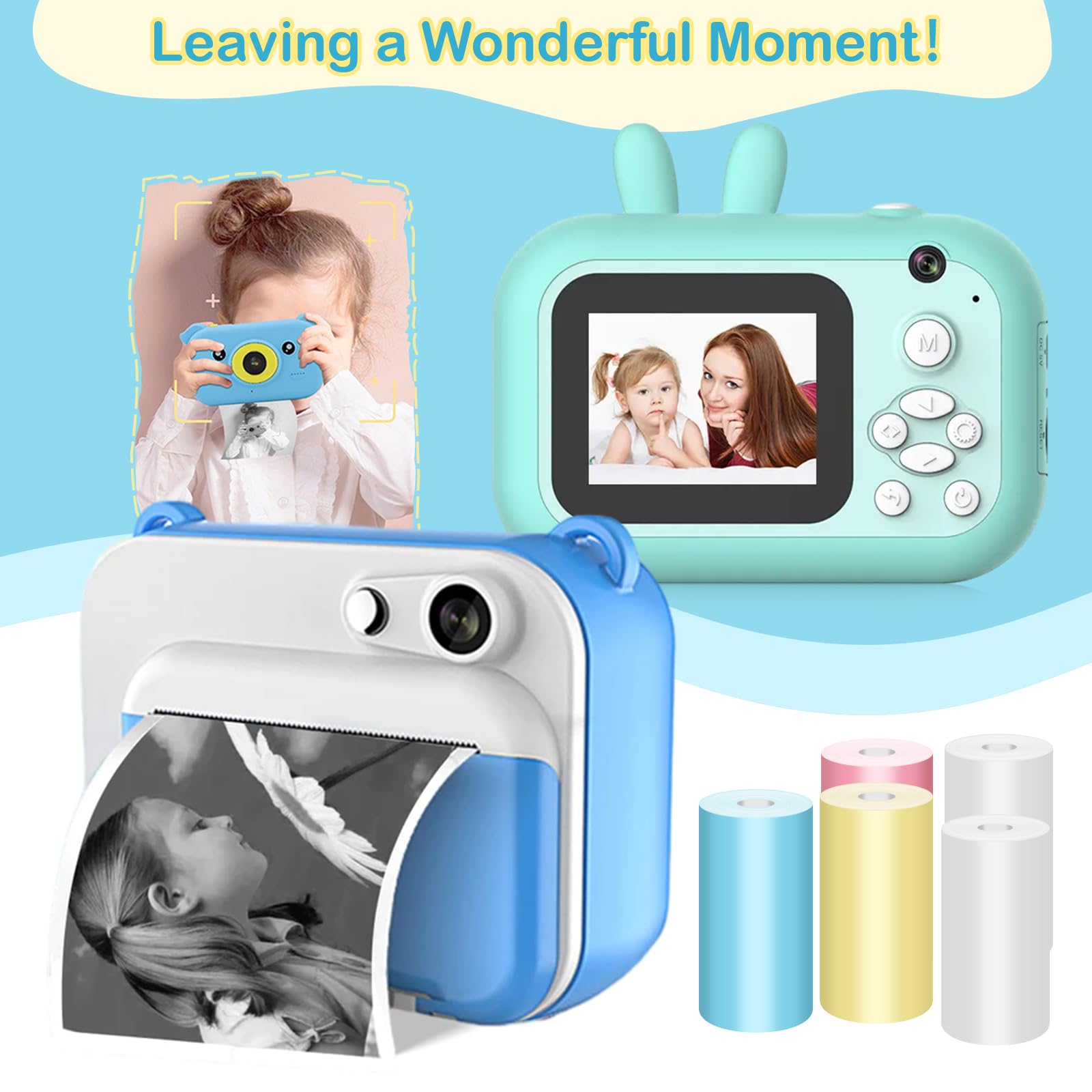 20 Rotoli Carta Termica Per Fotocamera Bambini - 57x25 Mm Senza Inchiostro - Foto 6