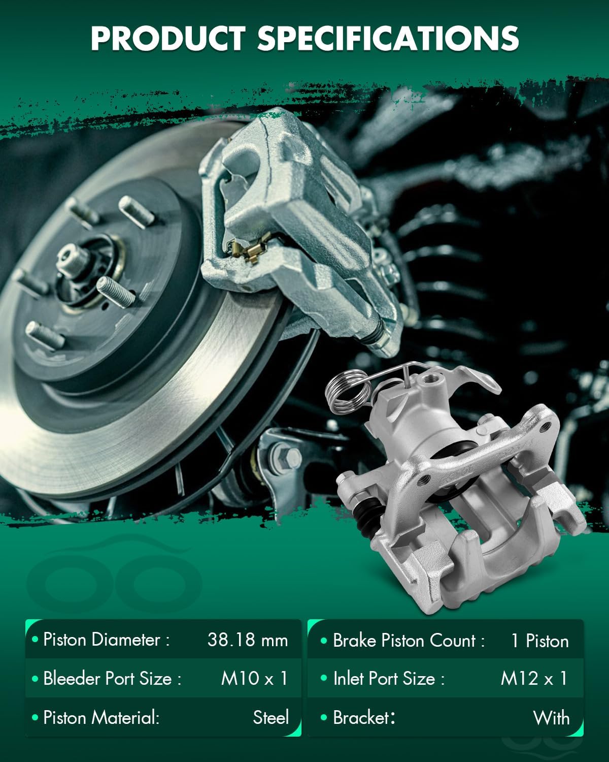 SCITOO 19B2109 Rear Left Disc Brake Caliper Assembly w/Bracket For Audi For A4 1998-2001,For Audi For A6 1998-2004,For Volkswagen For Passat 1998-2005