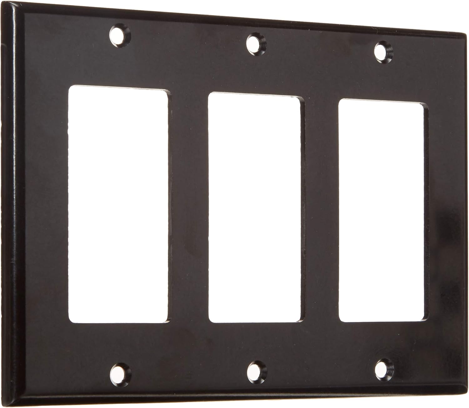 Leviton 80411-E 3-Gang Decora/GFCI Device Decora Wallplate, Standard Size, Thermoset, Device Mount, Black, 10-Pack